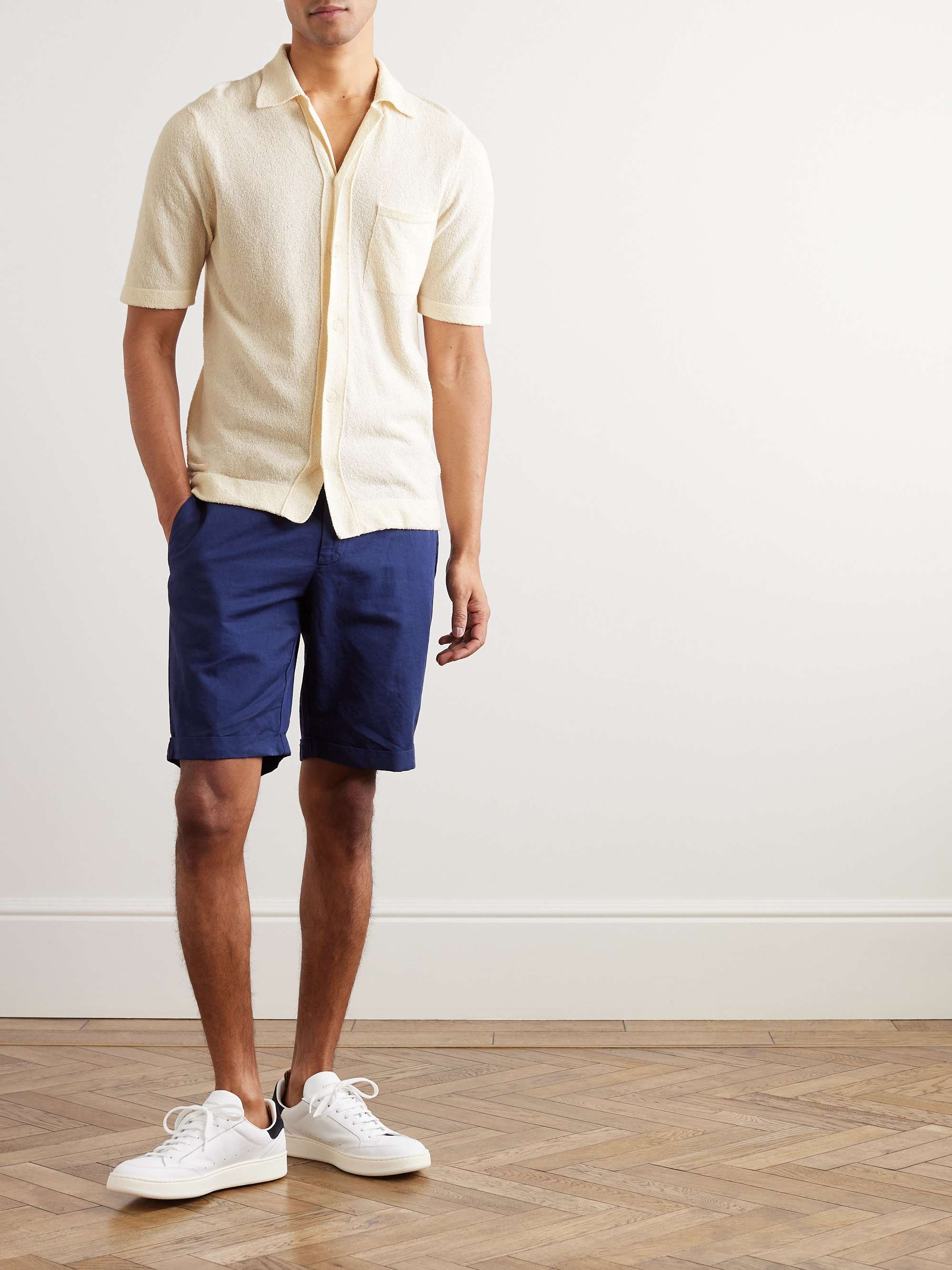 ALTEA Slim-Fit Camp-Collar Cotton-Blend Bouclé Shirt