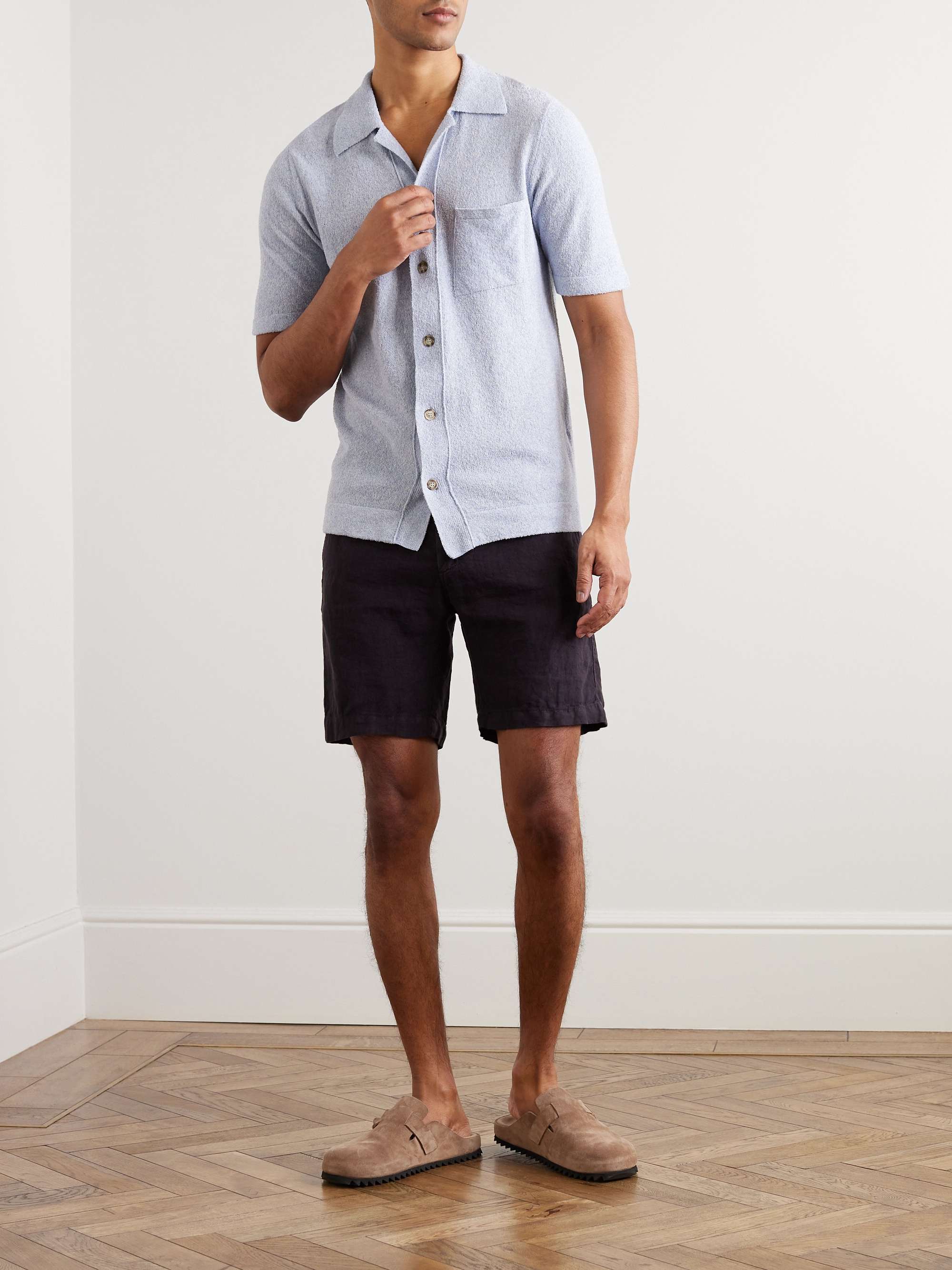 ALTEA Slim-Fit Camp-Collar Cotton-Blend Bouclé Shirt