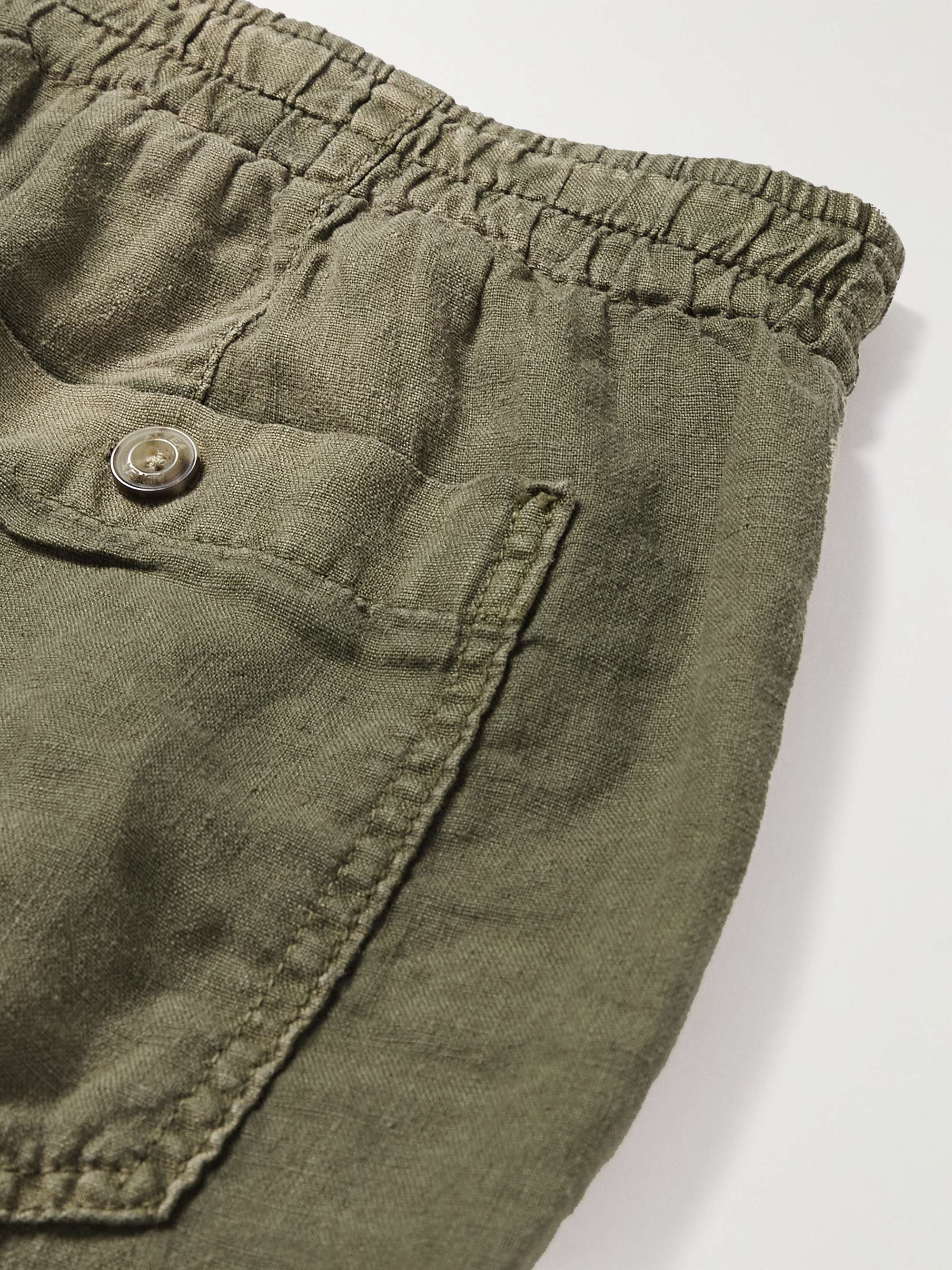 ALTEA Fatigue Straight-Leg Linen Bermuda Shorts