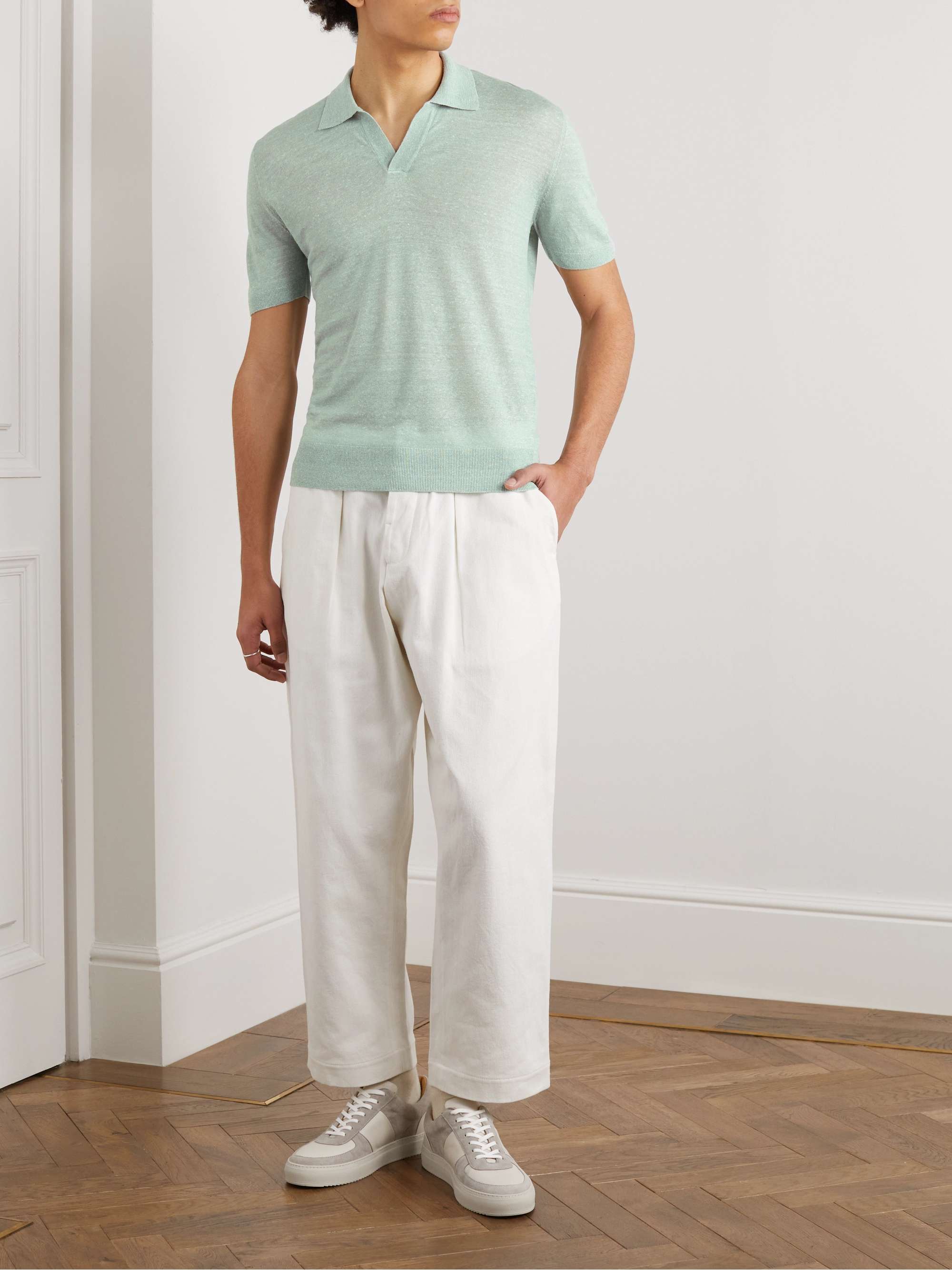 ALTEA Slim-Fit Linen and Cotton-Blend Polo Shirt