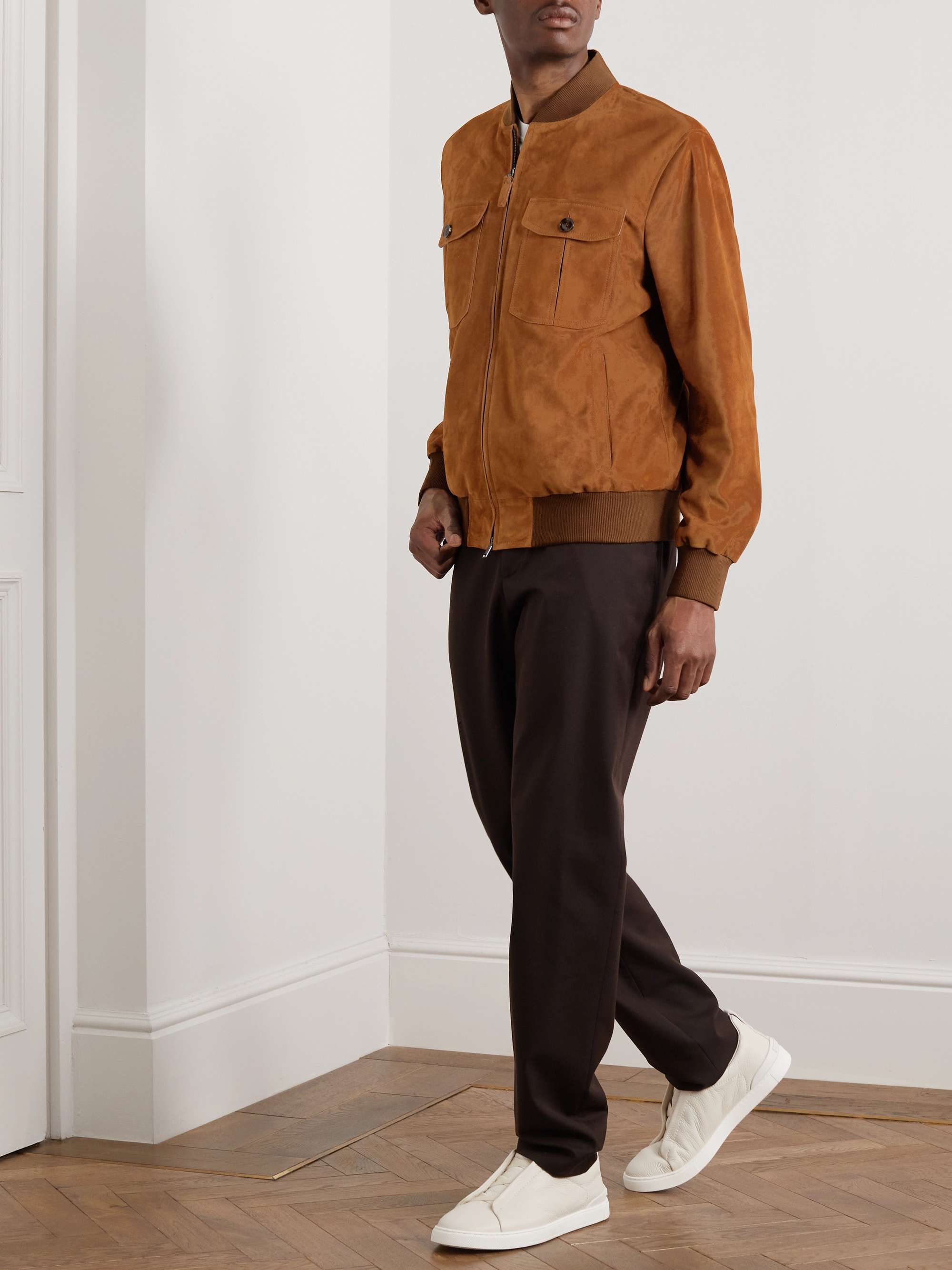 BRIONI Suede Zip-Up Jacket