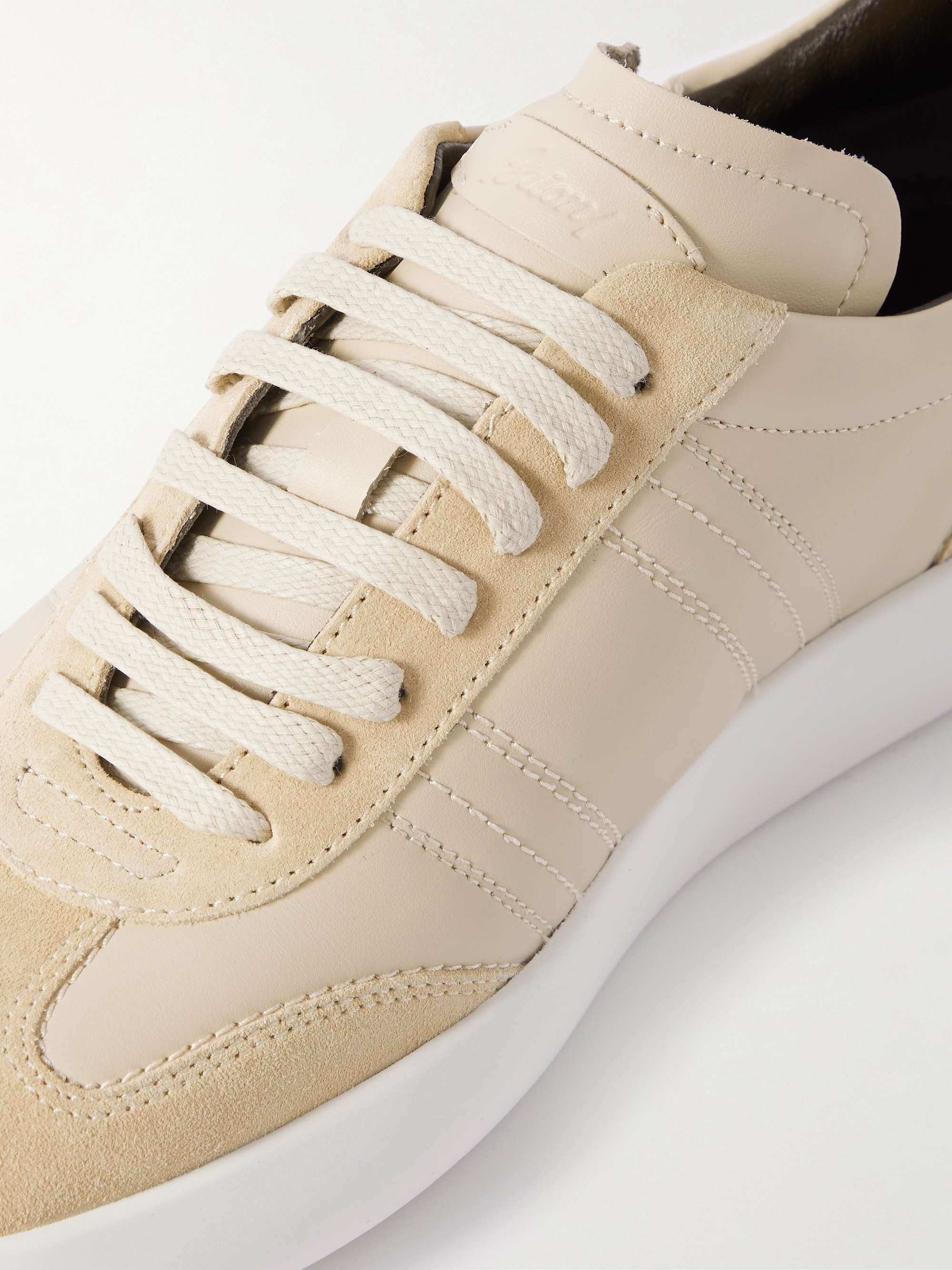 BRIONI Suede-Trimmed Leather Sneakers
