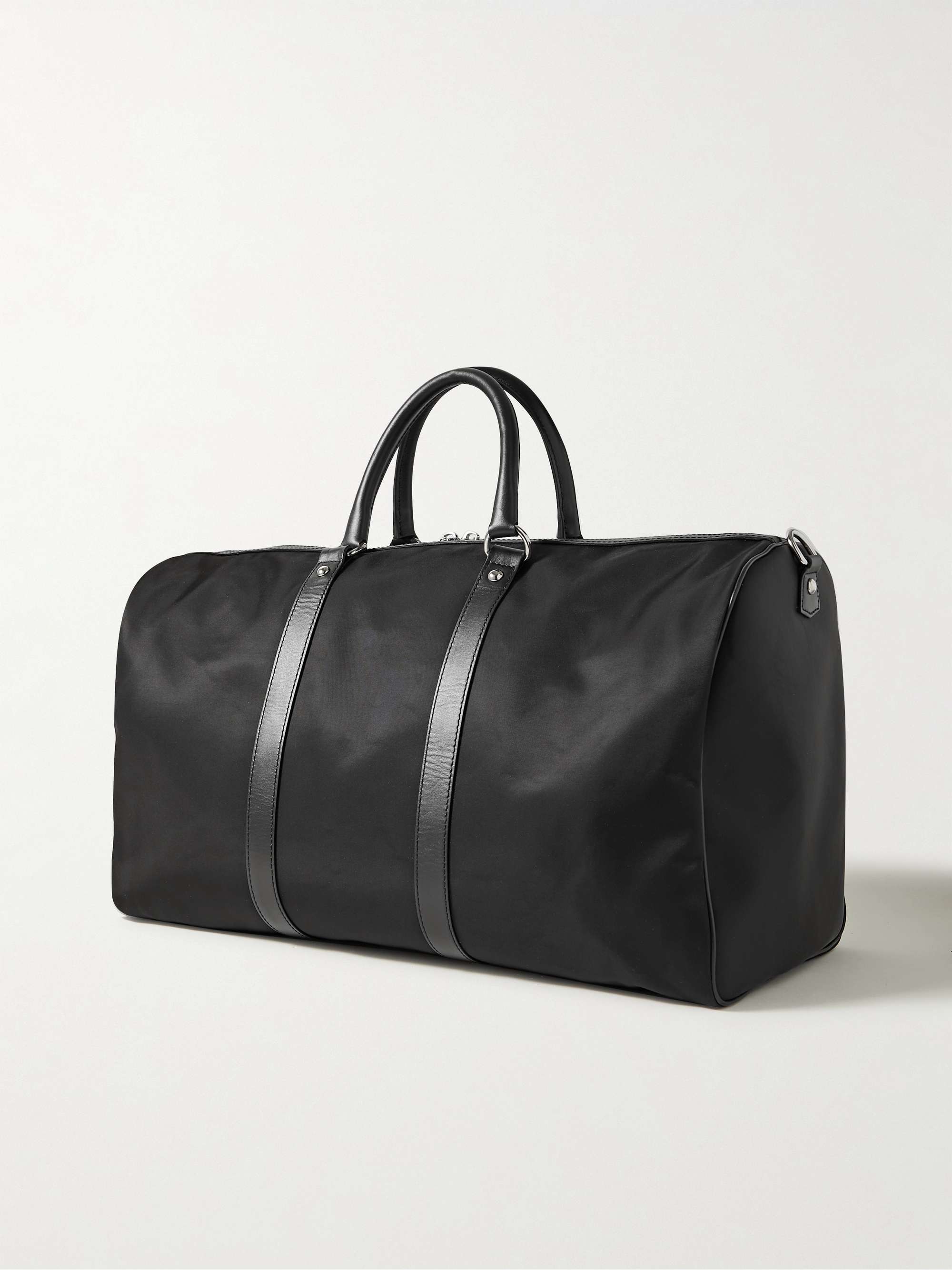 KITON Logo-Print Leather-Trimmed Nylon Holdall
