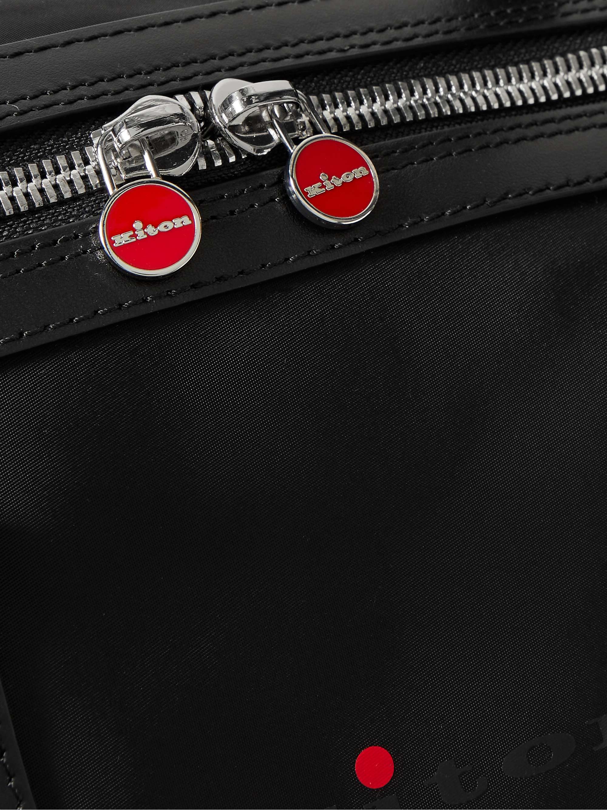 KITON Logo-Print Leather-Trimmed Nylon Holdall