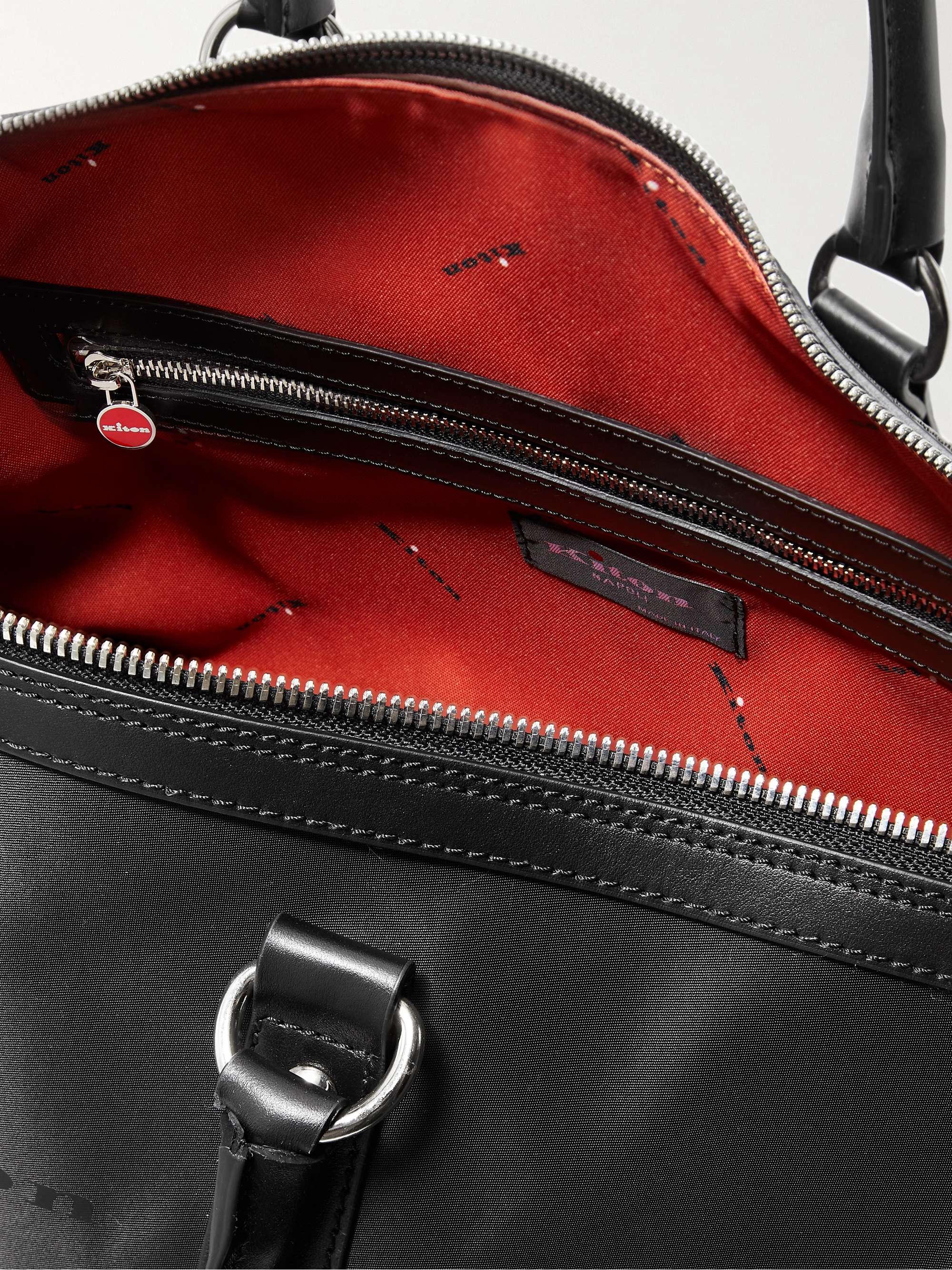KITON Logo-Print Leather-Trimmed Nylon Holdall
