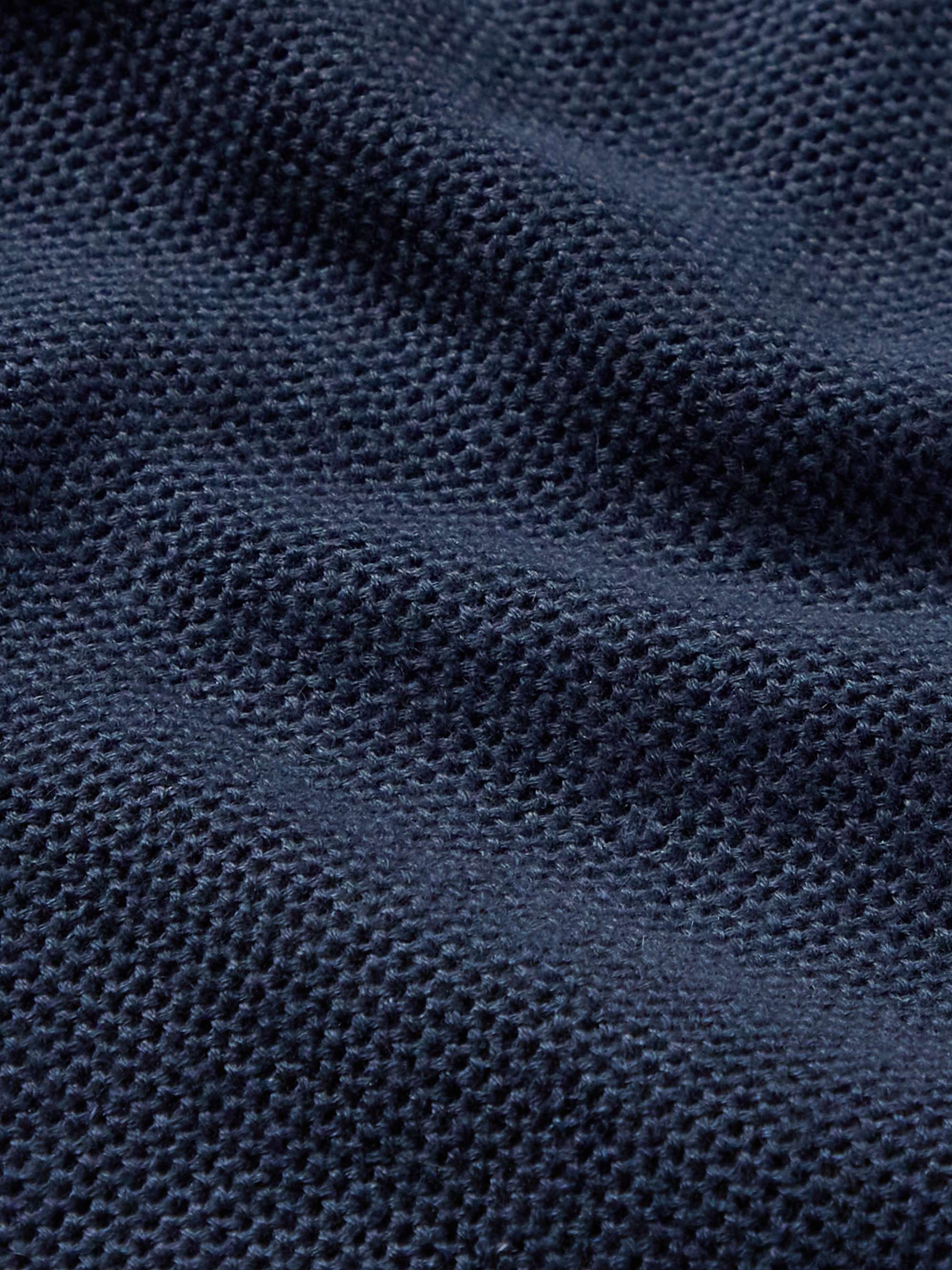 KITON Suede-Trimmed Honeycomb-Knit Linen and Cashmere-Blend Half-Zip Sweater