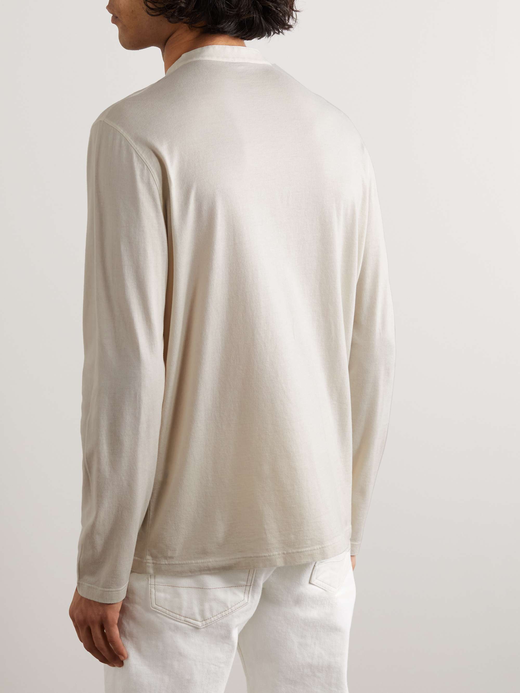 KITON Cotton and Cashmere-Blend Jersey Henley T-Shirt