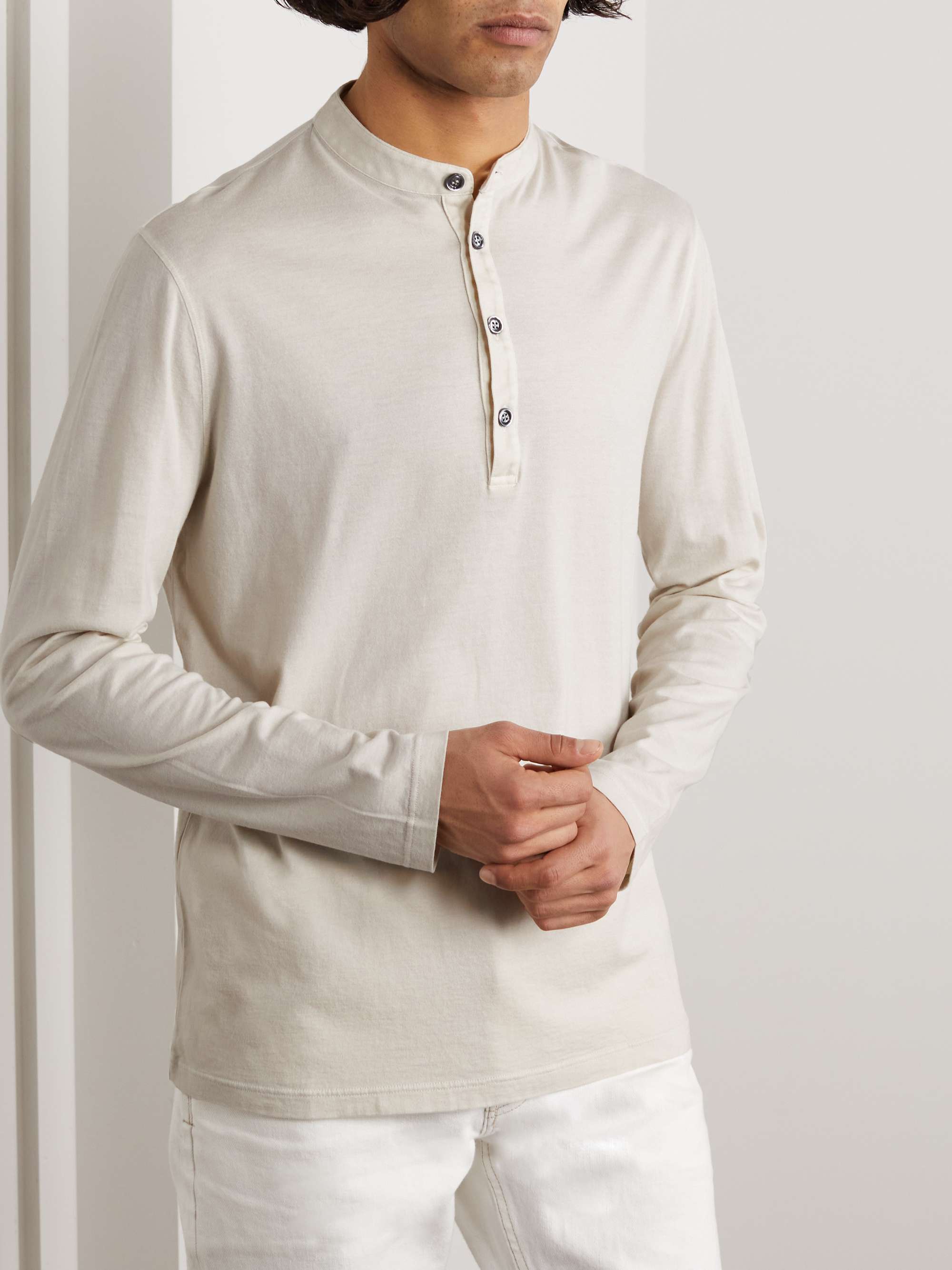 KITON Cotton and Cashmere-Blend Jersey Henley T-Shirt