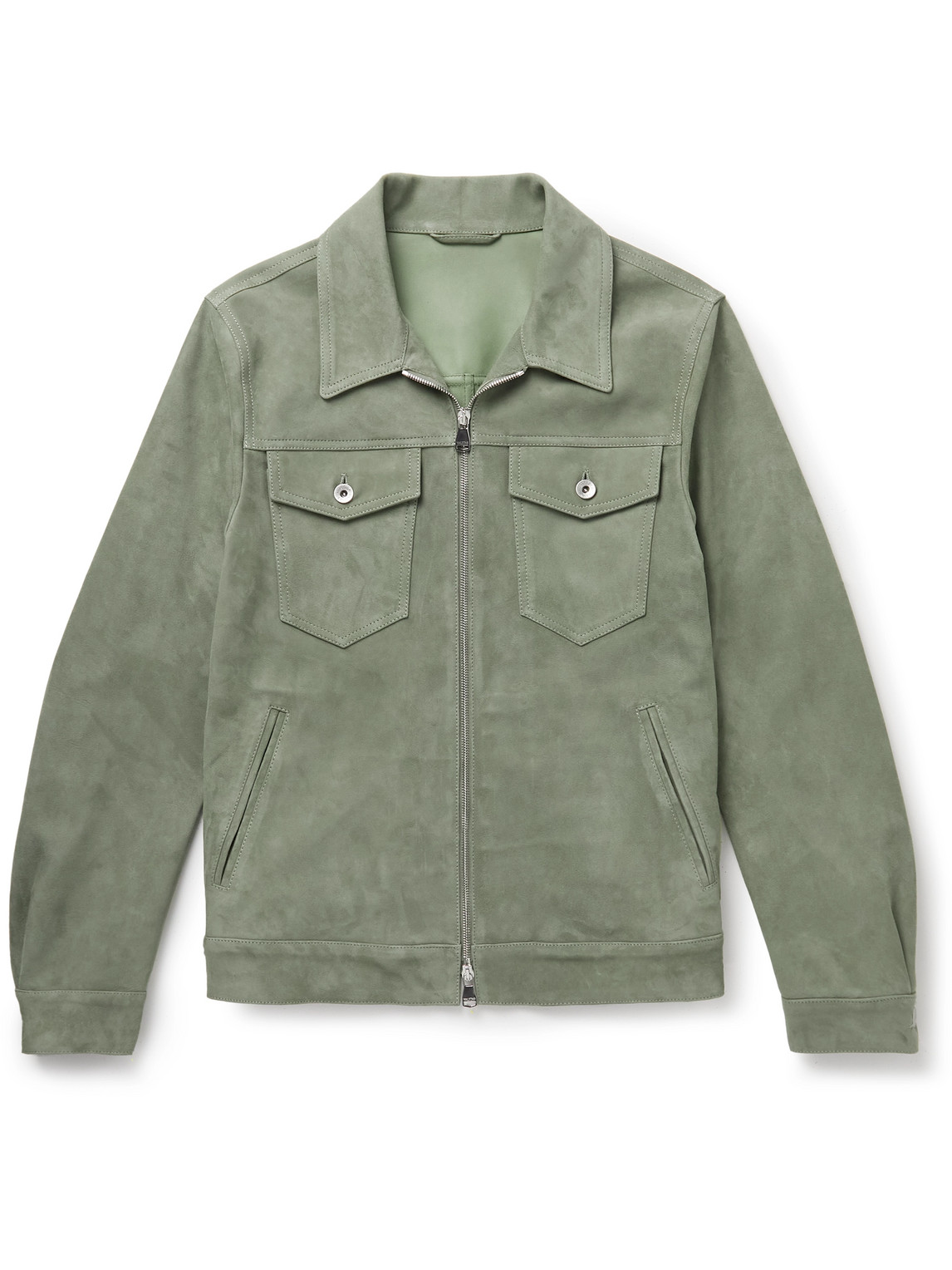 Valstar Suede Trucker Jacket In Green