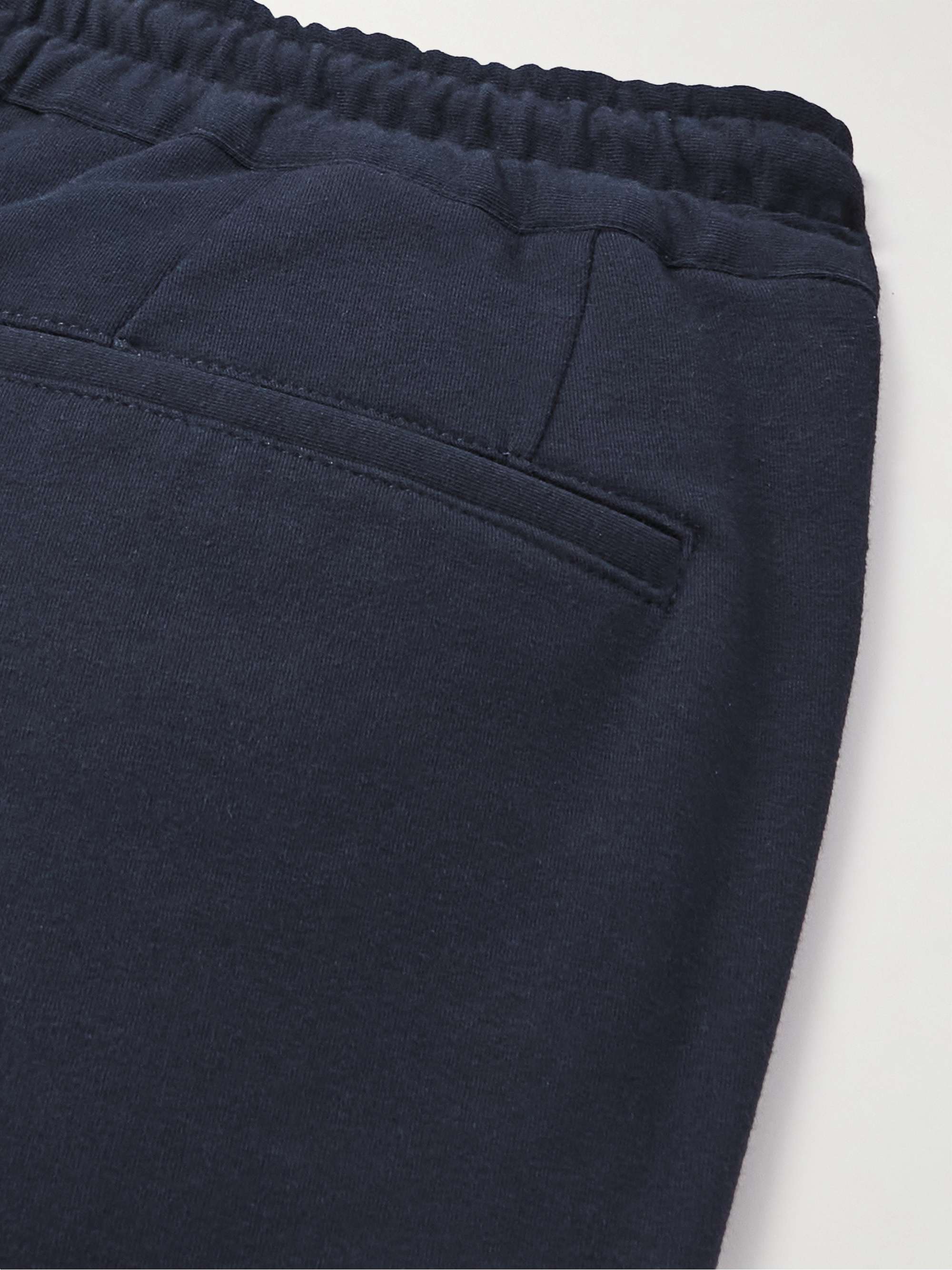 KITON Straight-Leg Pleated Cotton-Blend Jersey Trousers