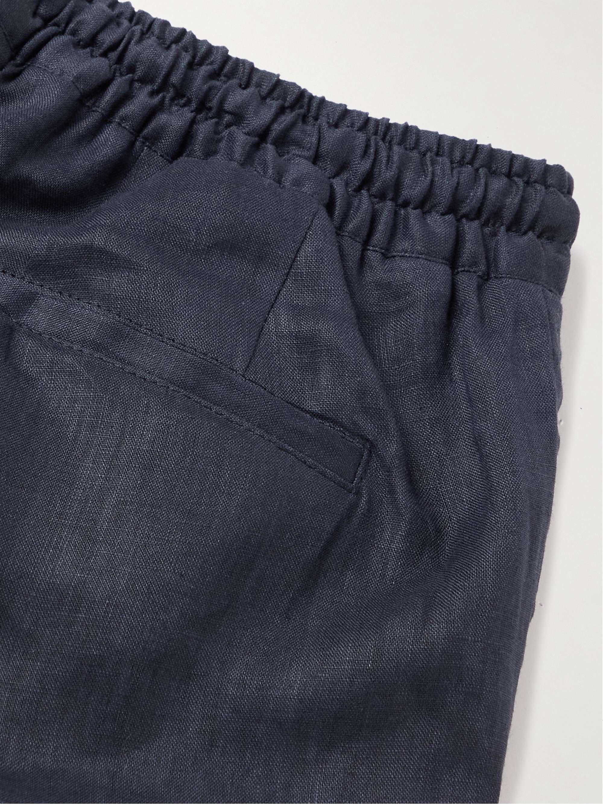 KITON Straight-Leg Pleated Linen Drawstring Shorts