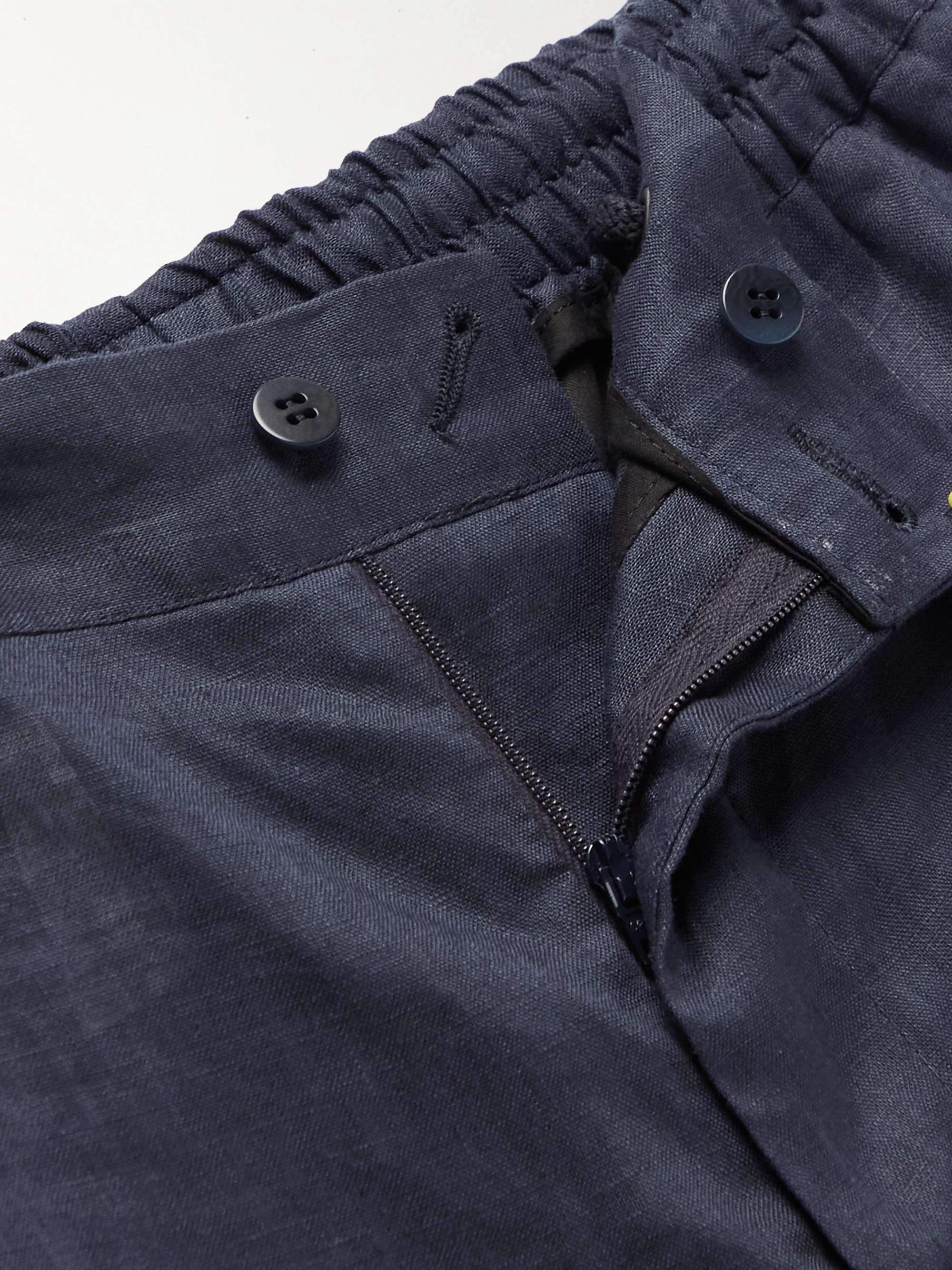 KITON Straight-Leg Pleated Linen Drawstring Shorts