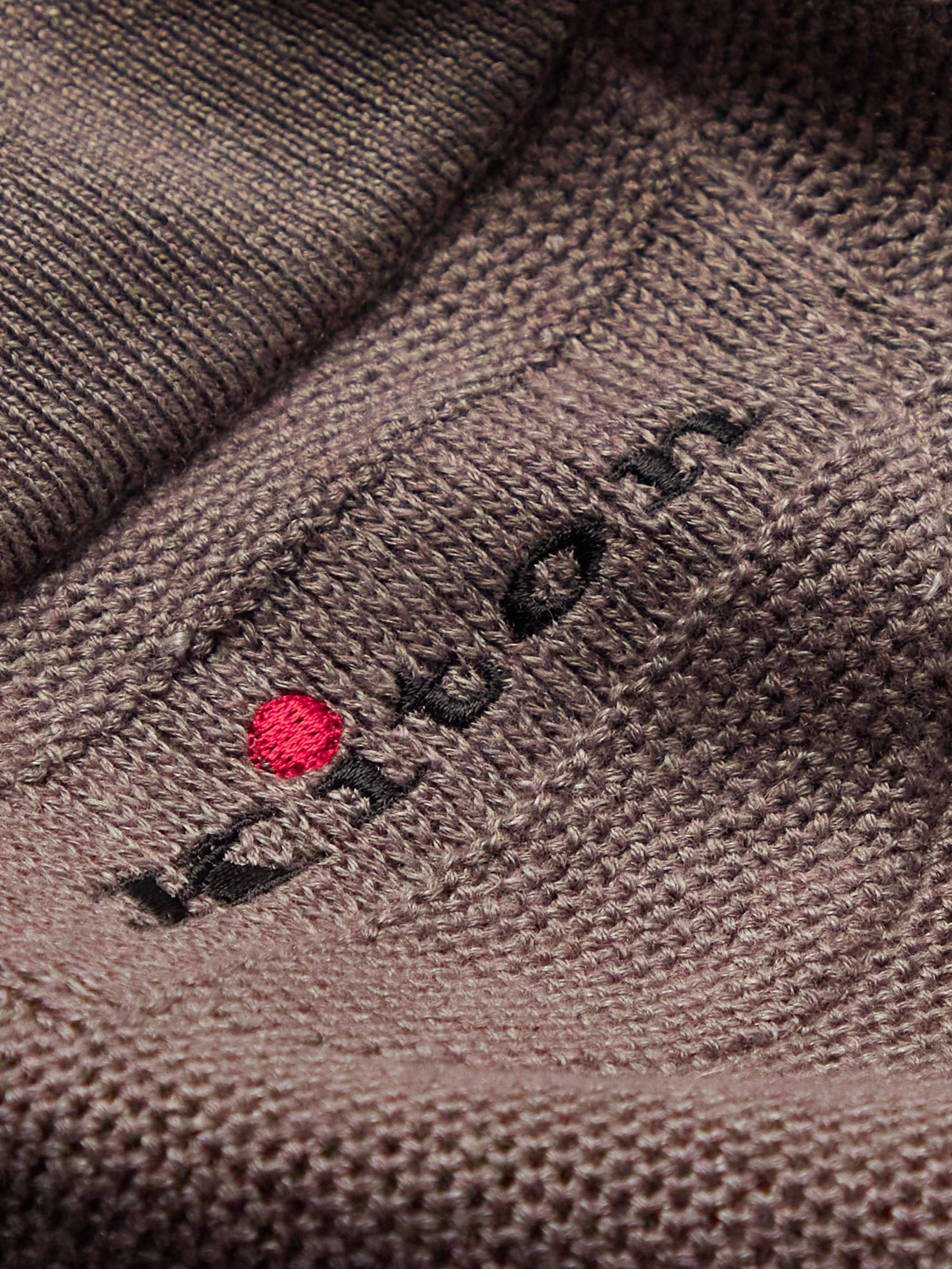 KITON Suede-Trimmed Honeycomb-Knit Linen and Cashmere-Blend Half-Zip Sweater