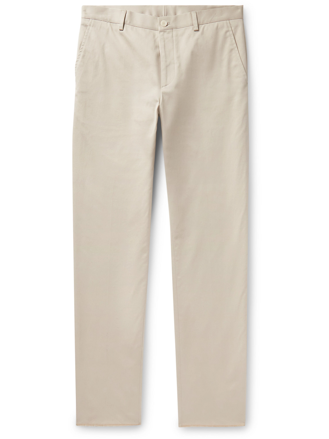 Etro Slim-fit Straight-leg Cotton-blend Gabardine Trousers In Neutrals