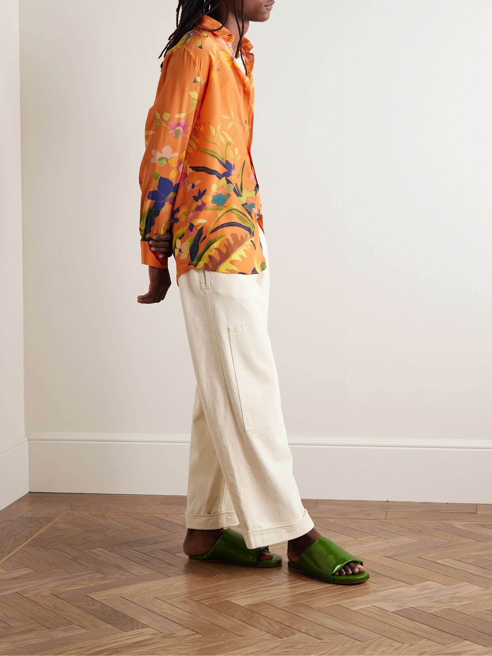 ETRO Pleated Wide-Leg Cotton-Blend Twill Trousers