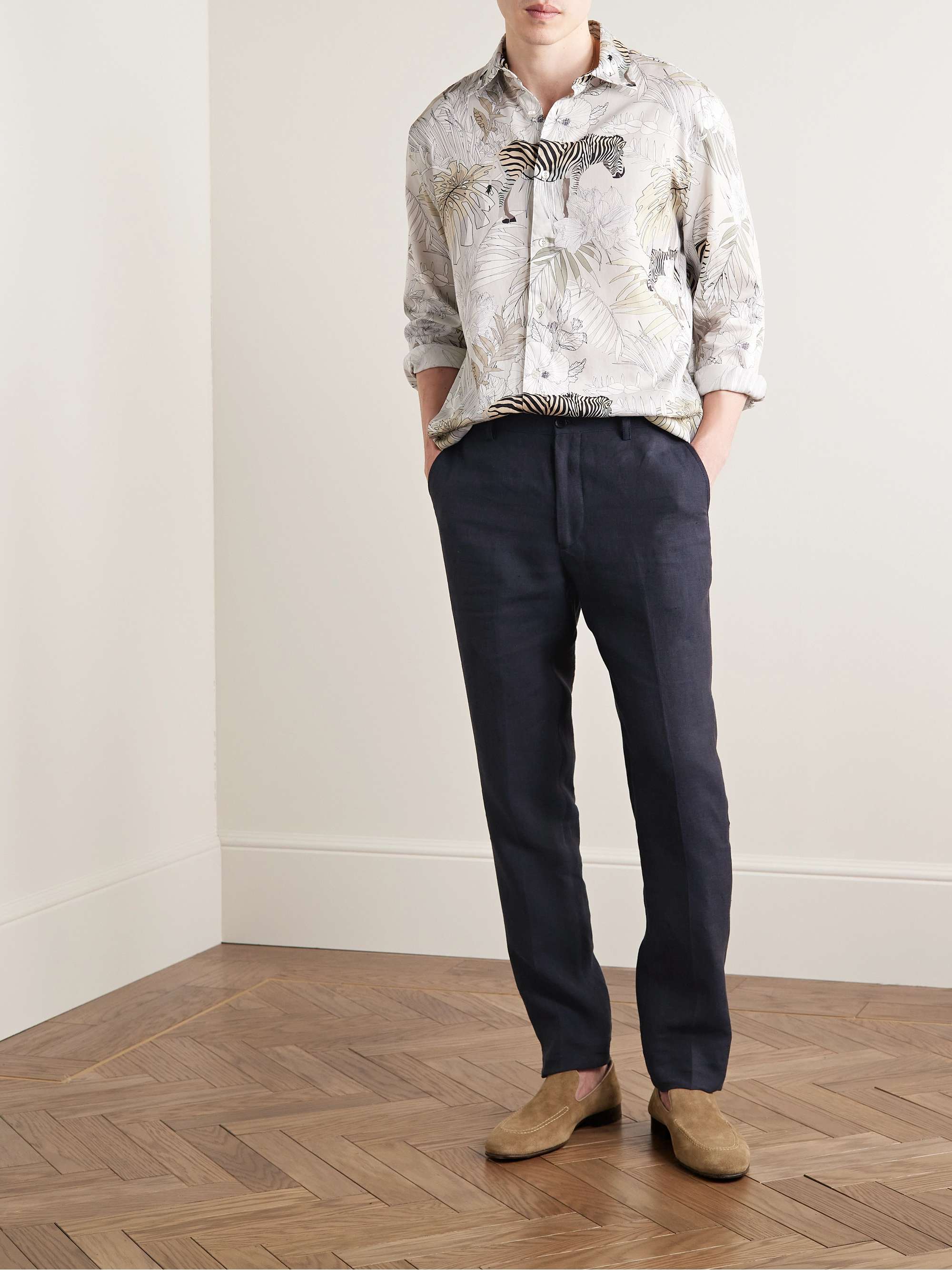 ETRO Straight-Leg Slub Linen Trousers for Men | MR PORTER