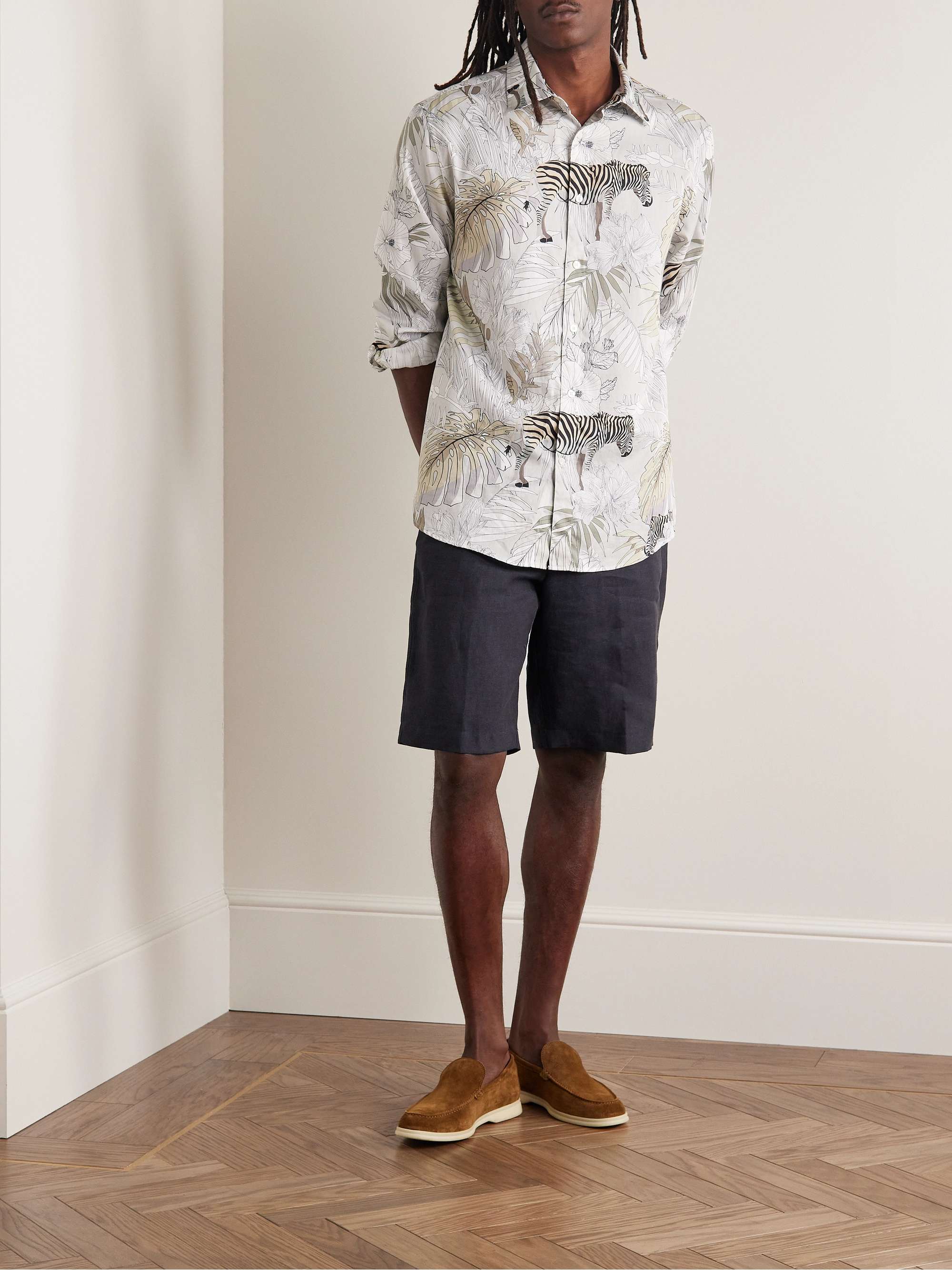 ETRO Straight-Leg Linen Bermuda Shorts