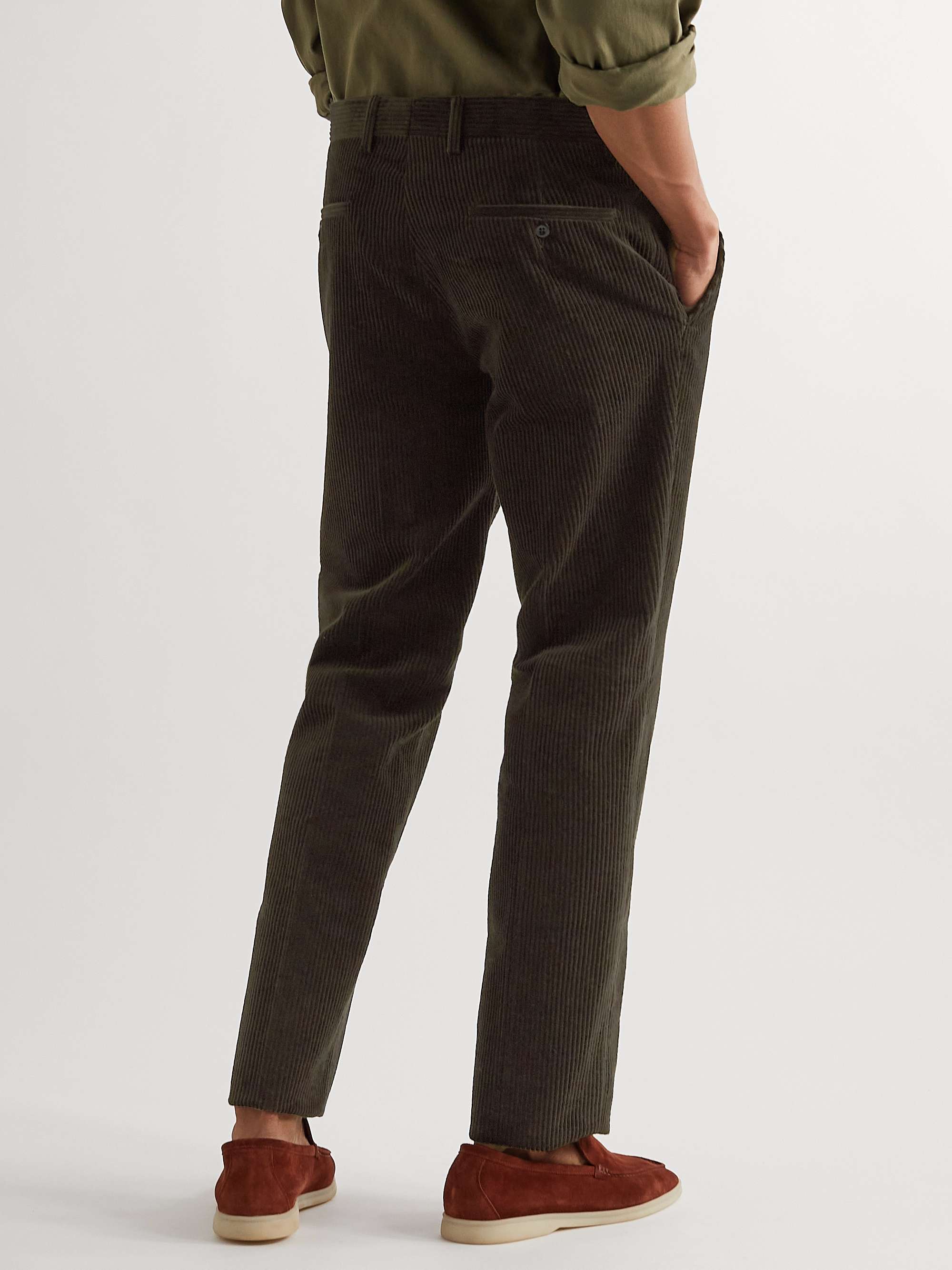 RUBINACCI Modluca Straight-Leg Pleated Cotton-Corduroy Trousers