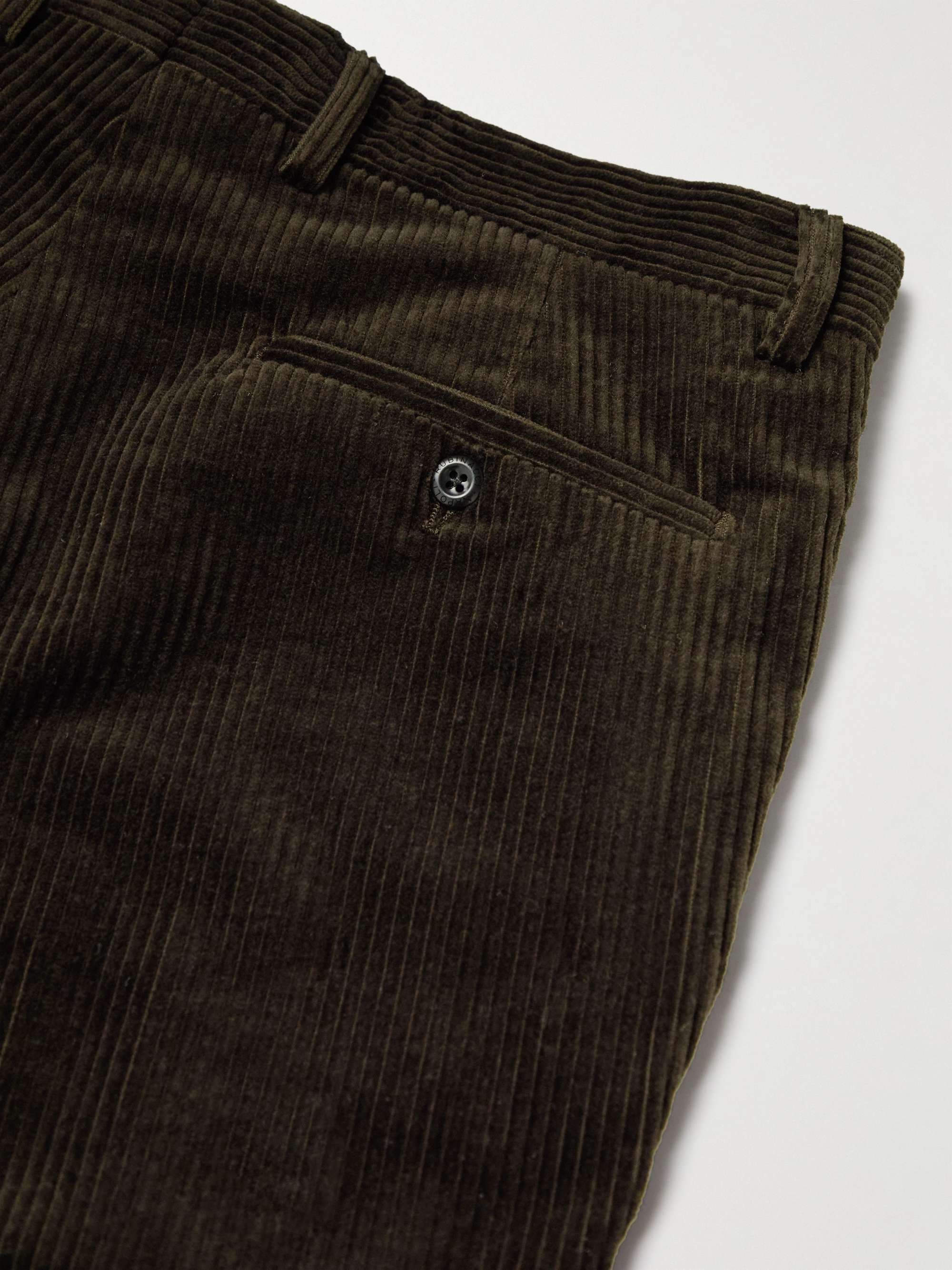 RUBINACCI Modluca Straight-Leg Pleated Cotton-Corduroy Trousers