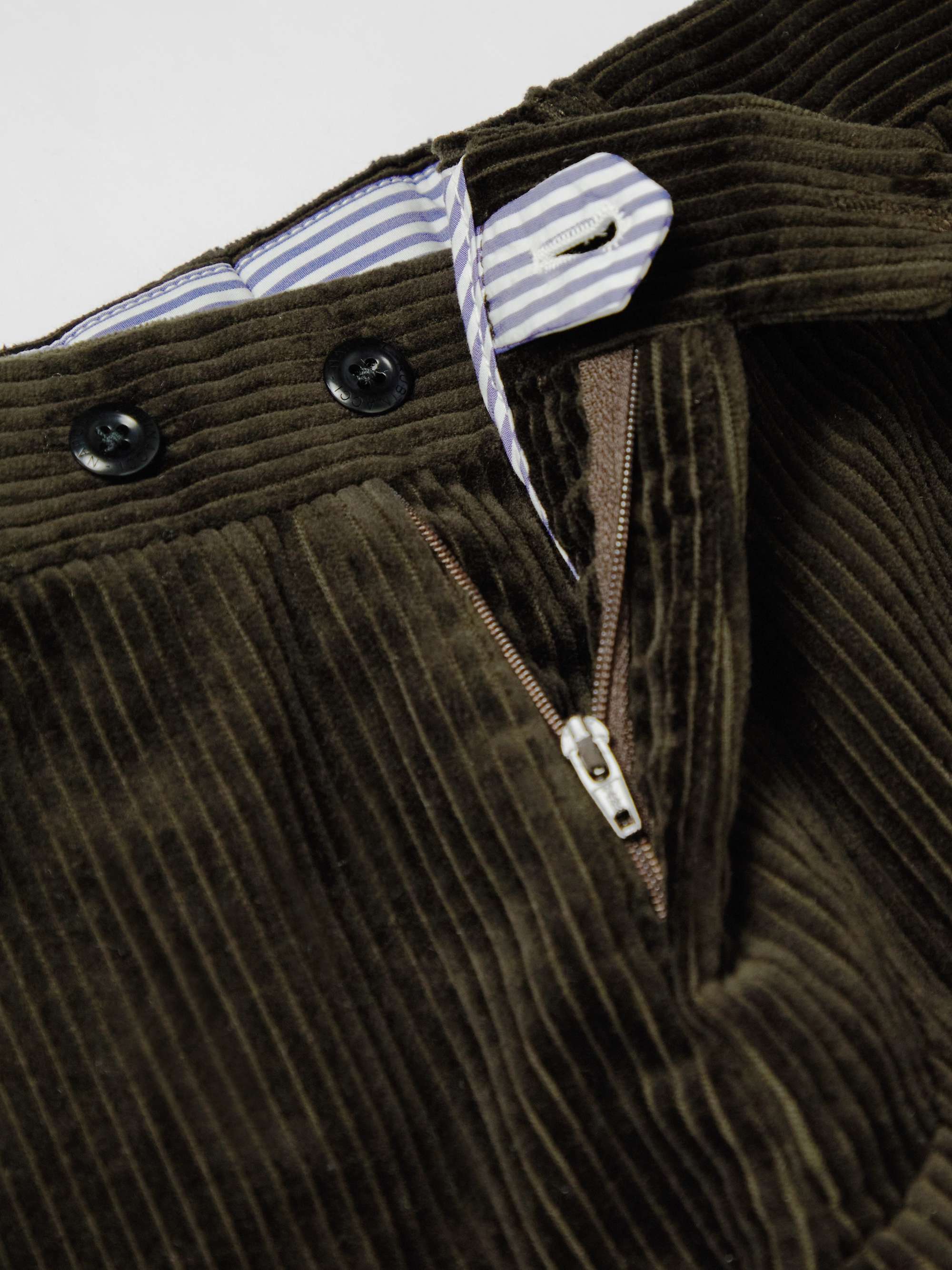 RUBINACCI Modluca Straight-Leg Pleated Cotton-Corduroy Trousers