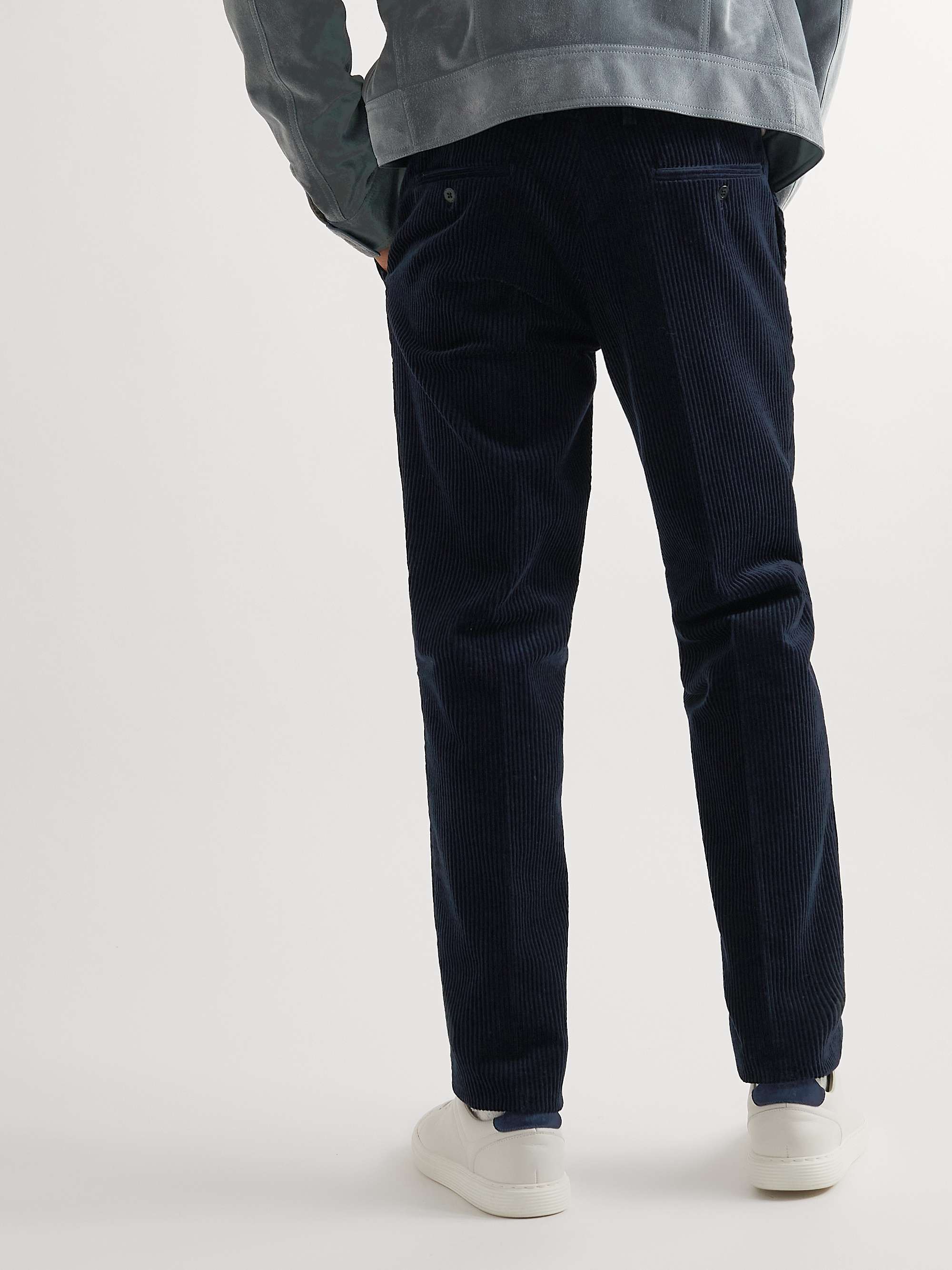 RUBINACCI Modluca Straight-Leg Pleated Cotton-Corduroy Trousers