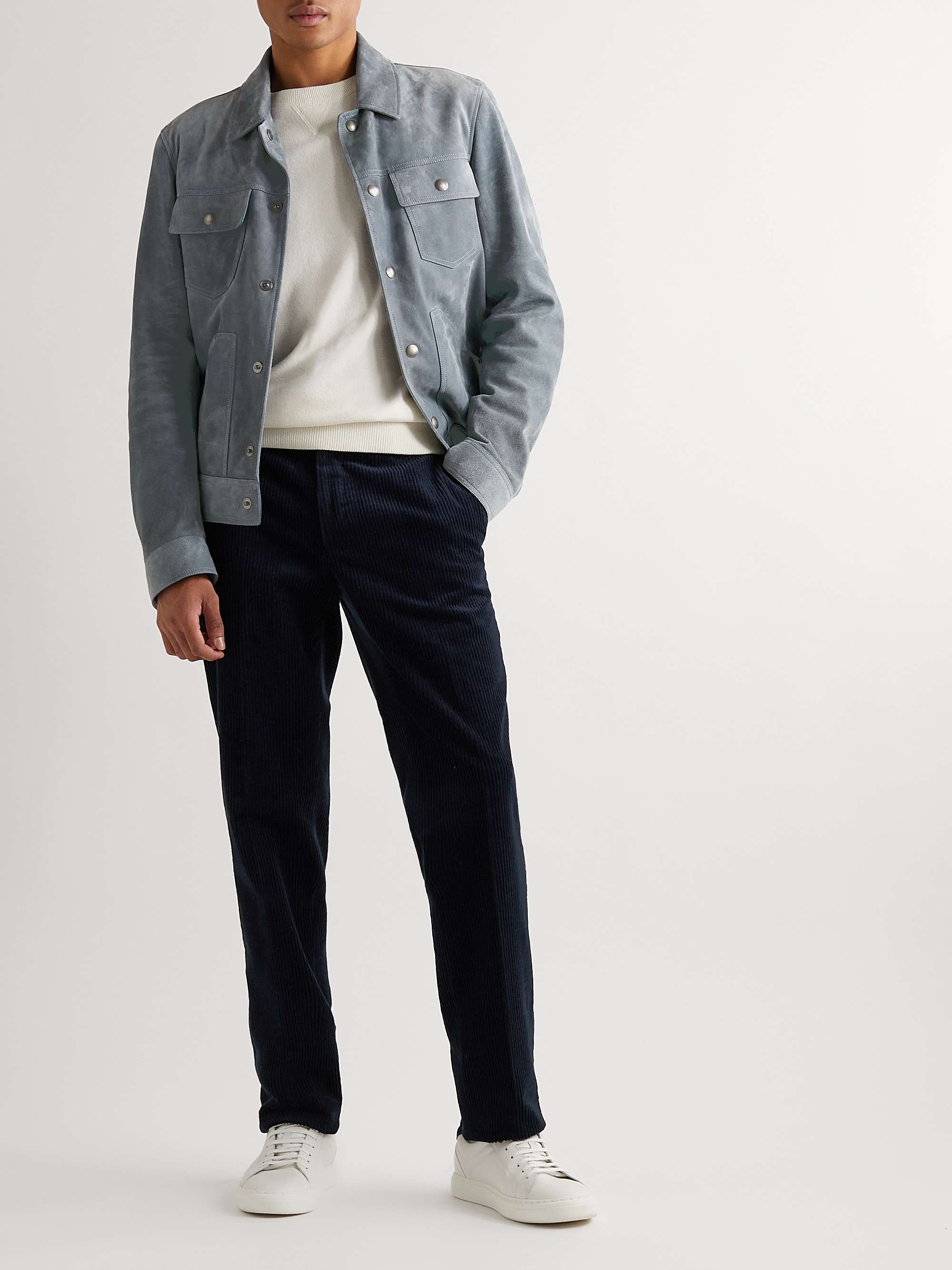 RUBINACCI Modluca Straight-Leg Pleated Cotton-Corduroy Trousers