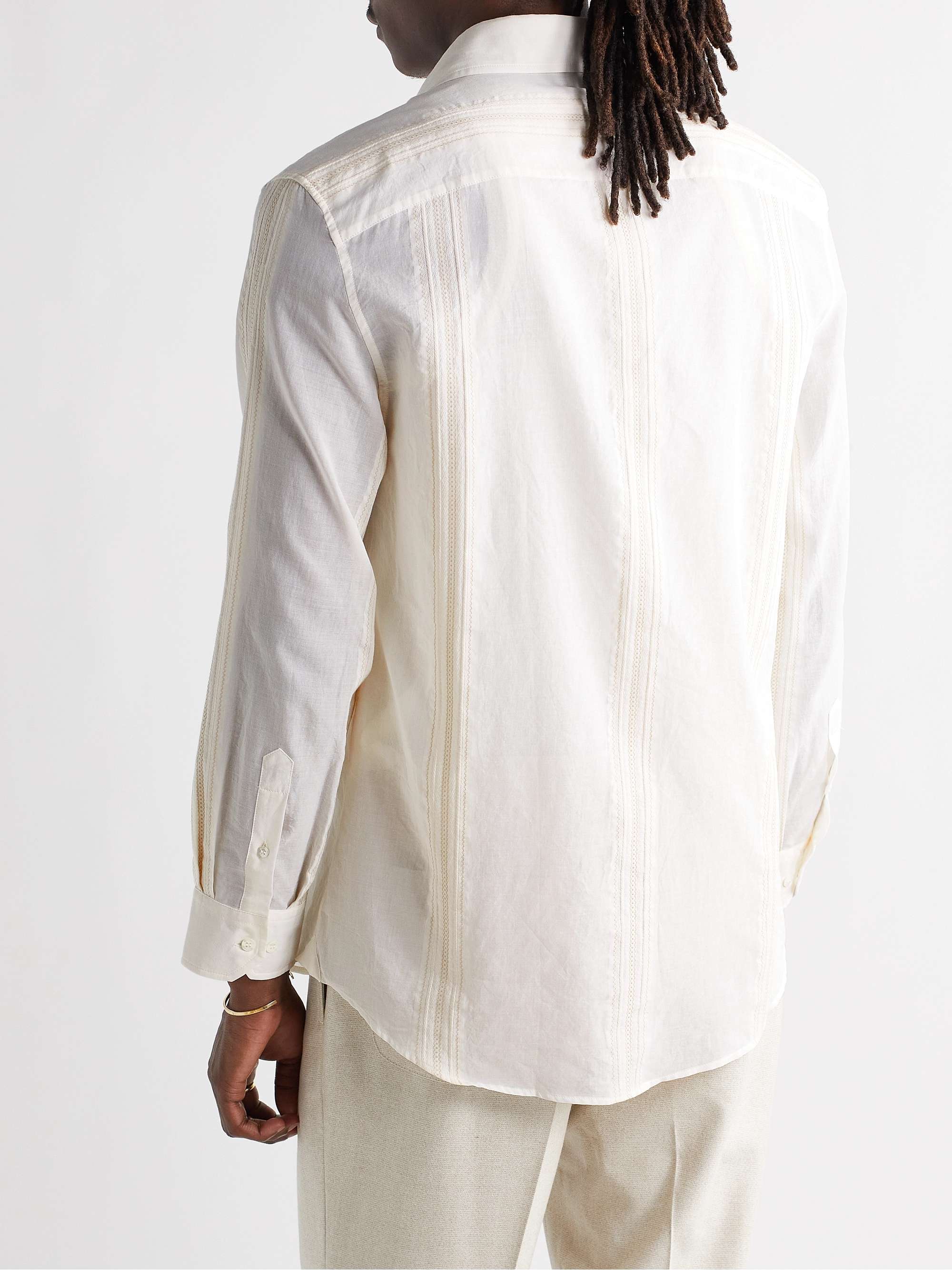 ETRO Embroidered Striped Cotton Shirt