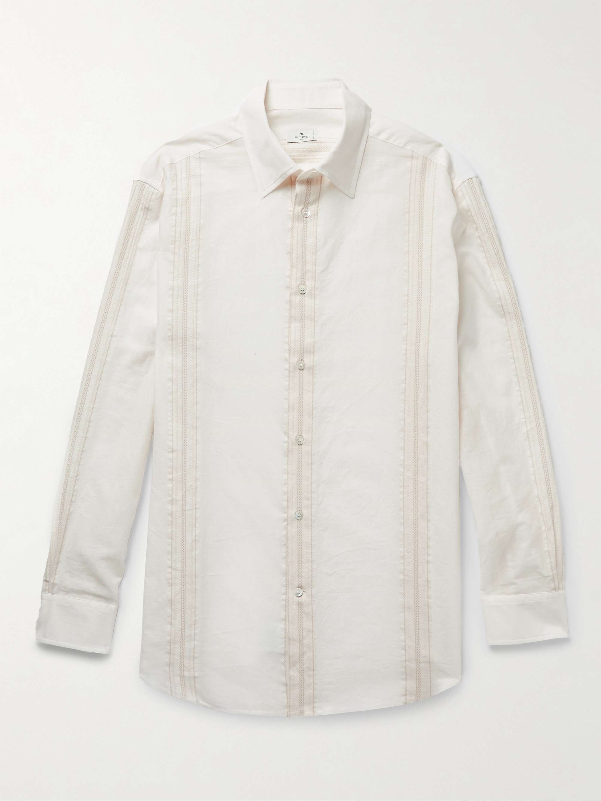 ETRO Embroidered Striped Cotton Shirt