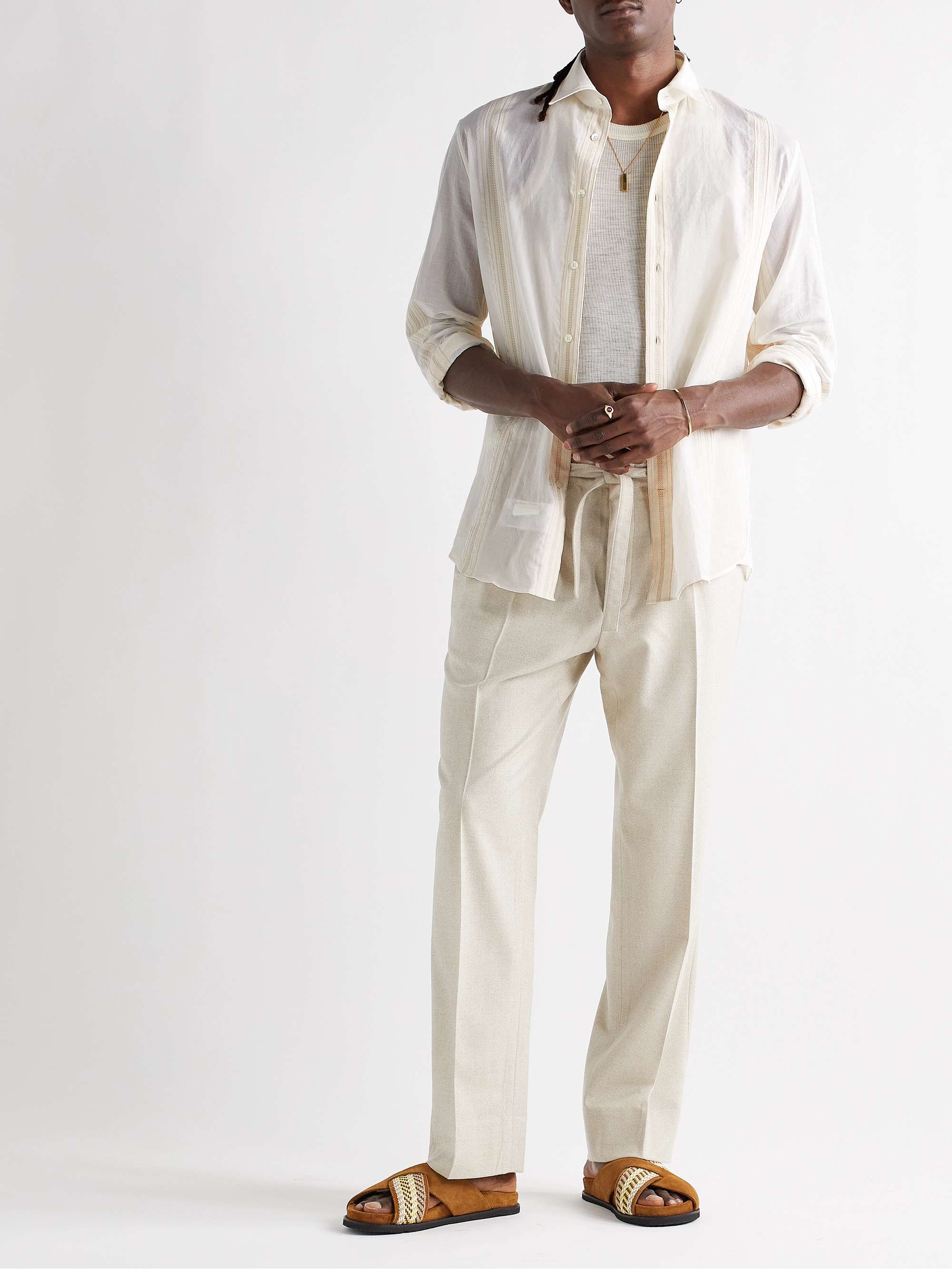 ETRO Embroidered Striped Cotton Shirt