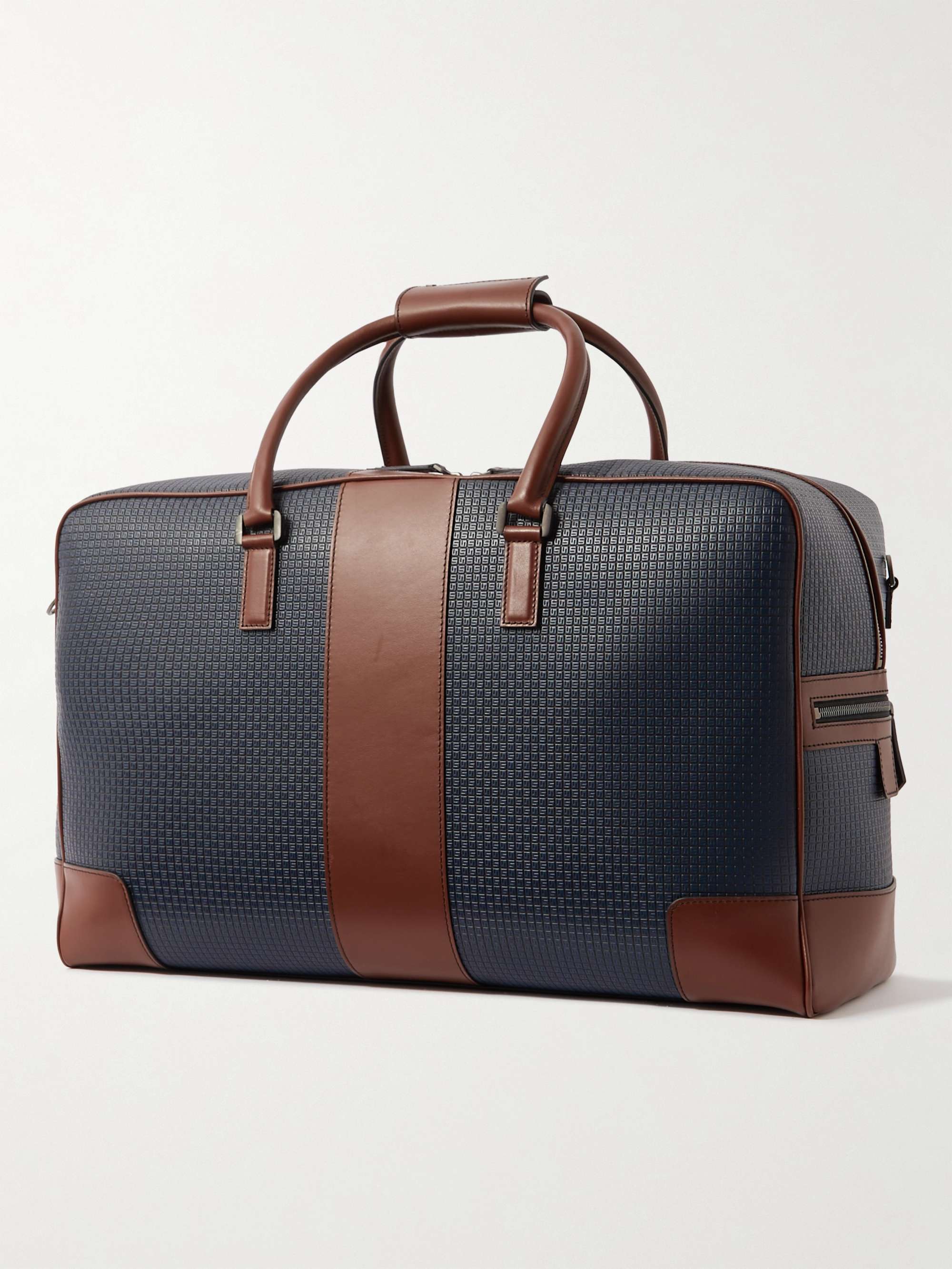 SERAPIAN Leather-Trimmed Coated-Canvas Weekend Bag