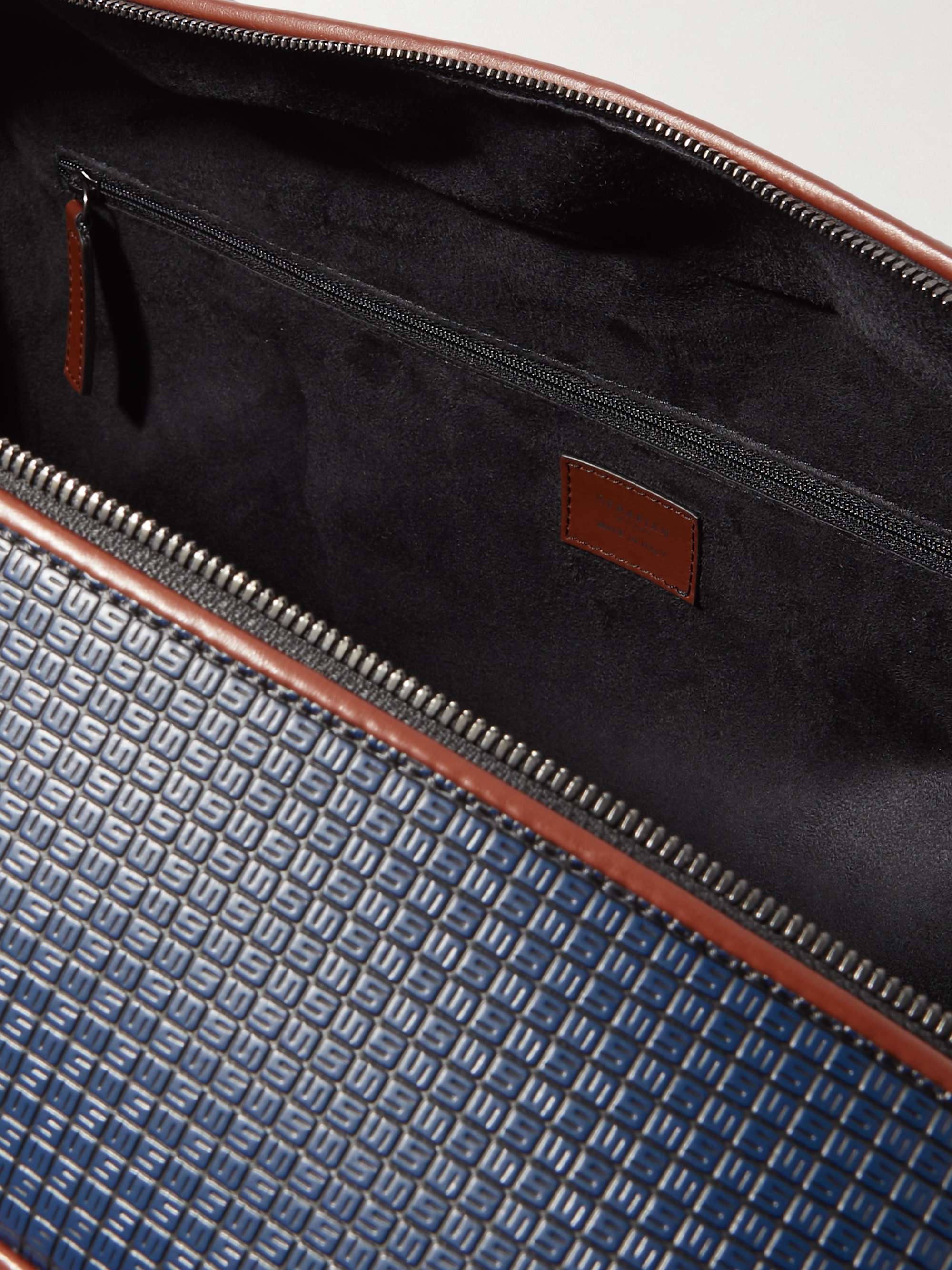 SERAPIAN Leather-Trimmed Coated-Canvas Weekend Bag