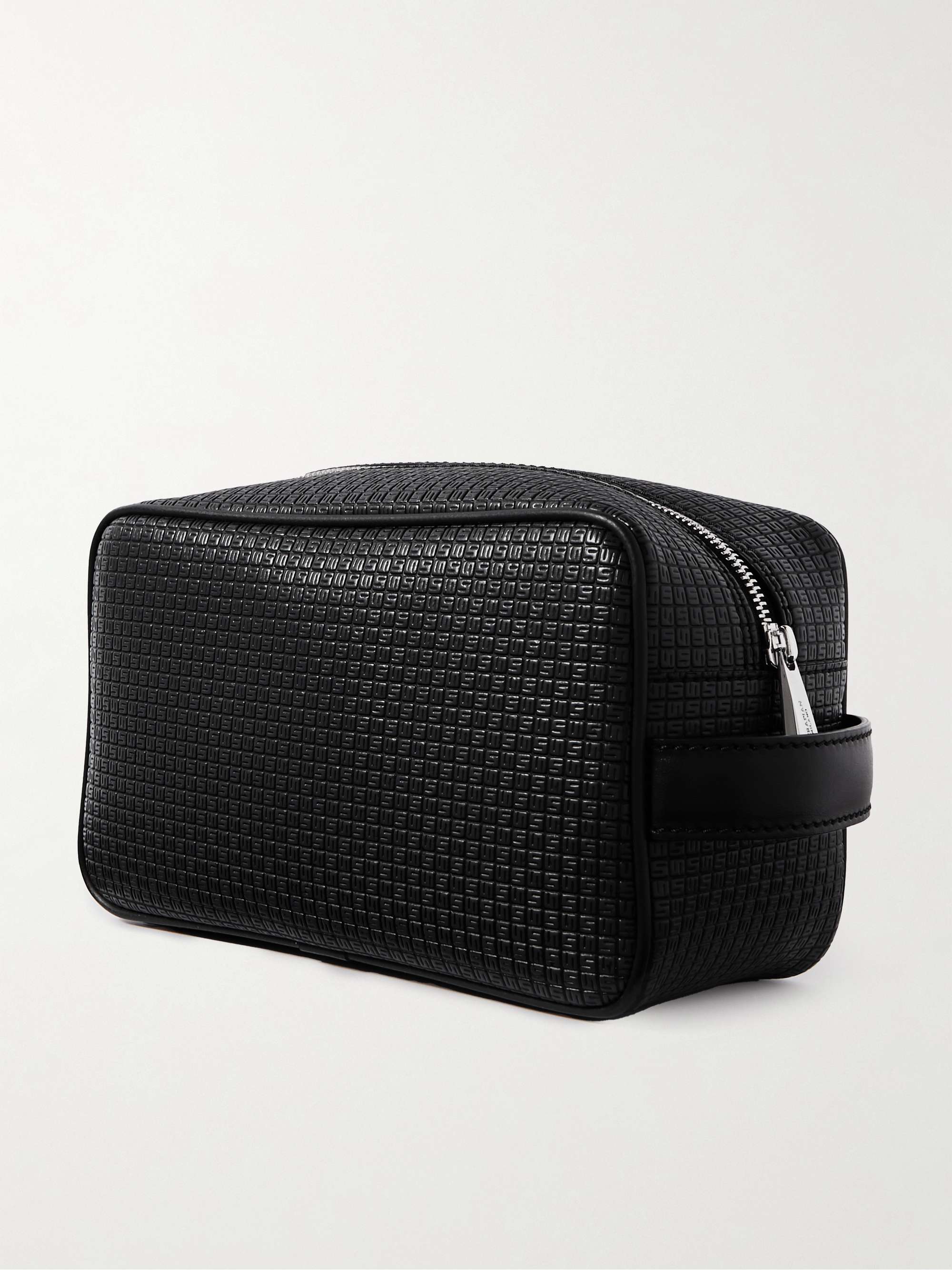 SERAPIAN Stepan Leather-Trimmed Monogrammed Coated-Canvas Wash Bag