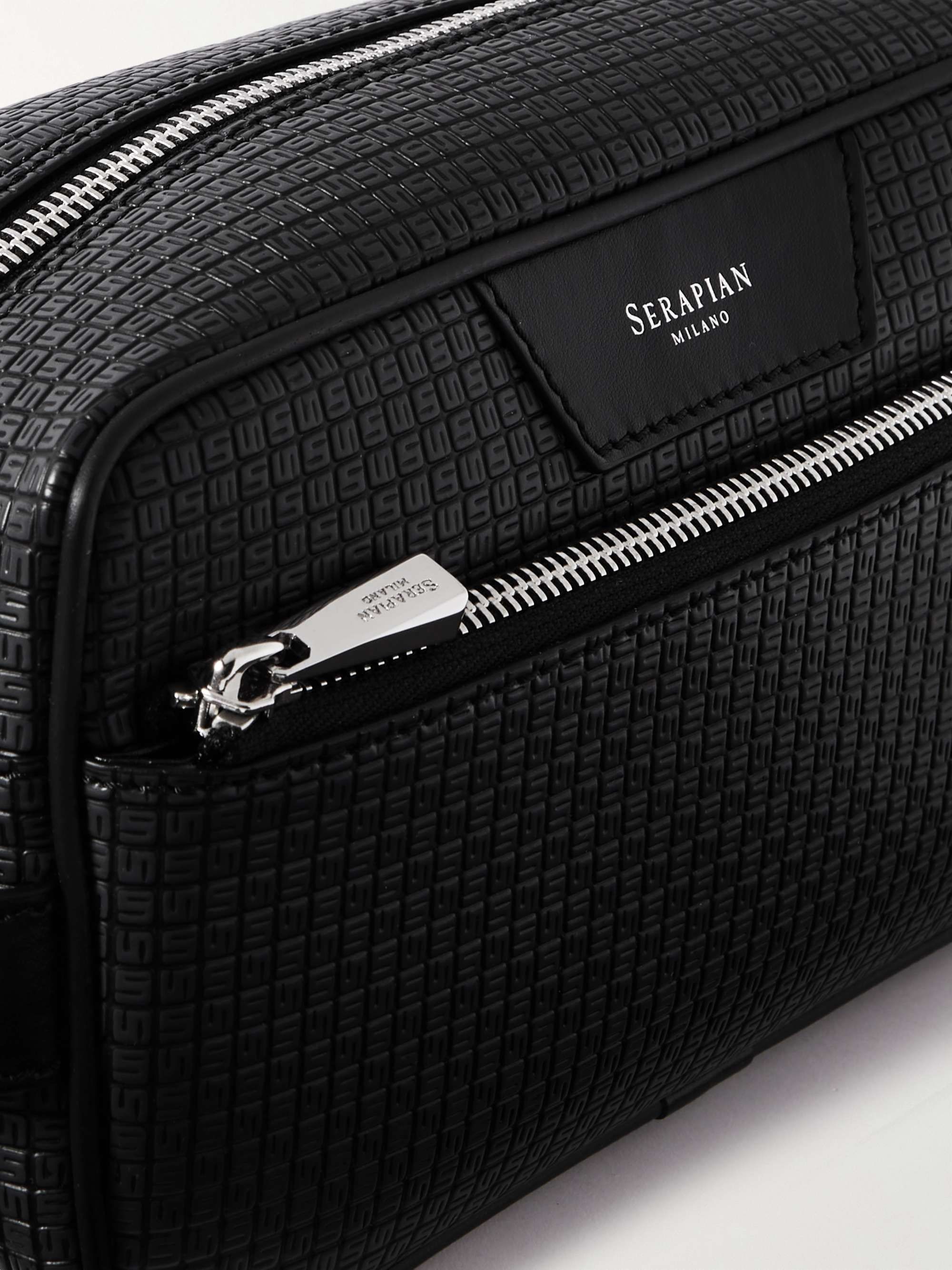 SERAPIAN Stepan Leather-Trimmed Monogrammed Coated-Canvas Wash Bag