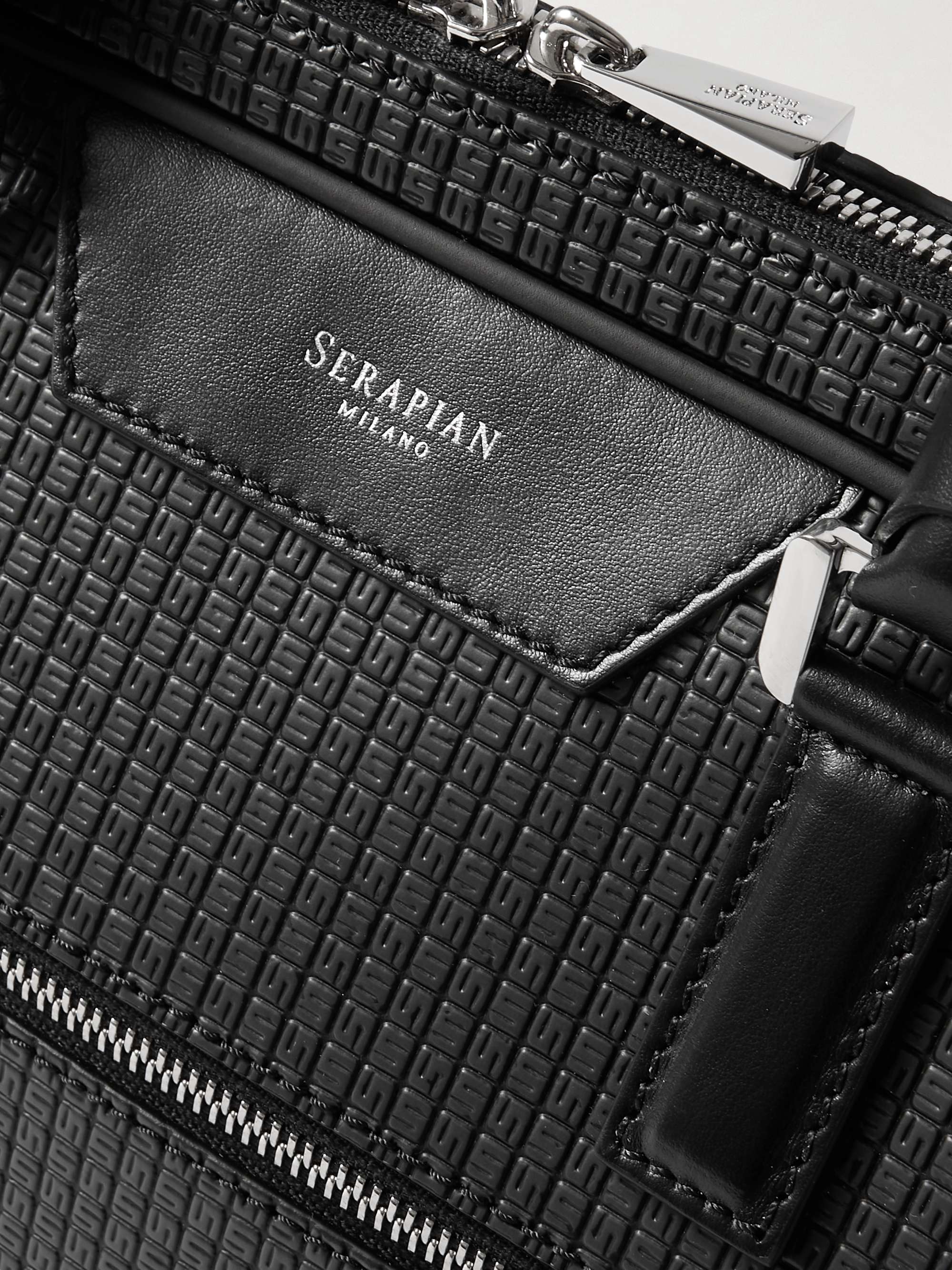 SERAPIAN Stepan Logo-Debossed Leather-Trimmed Coated-Canvas Briefcase
