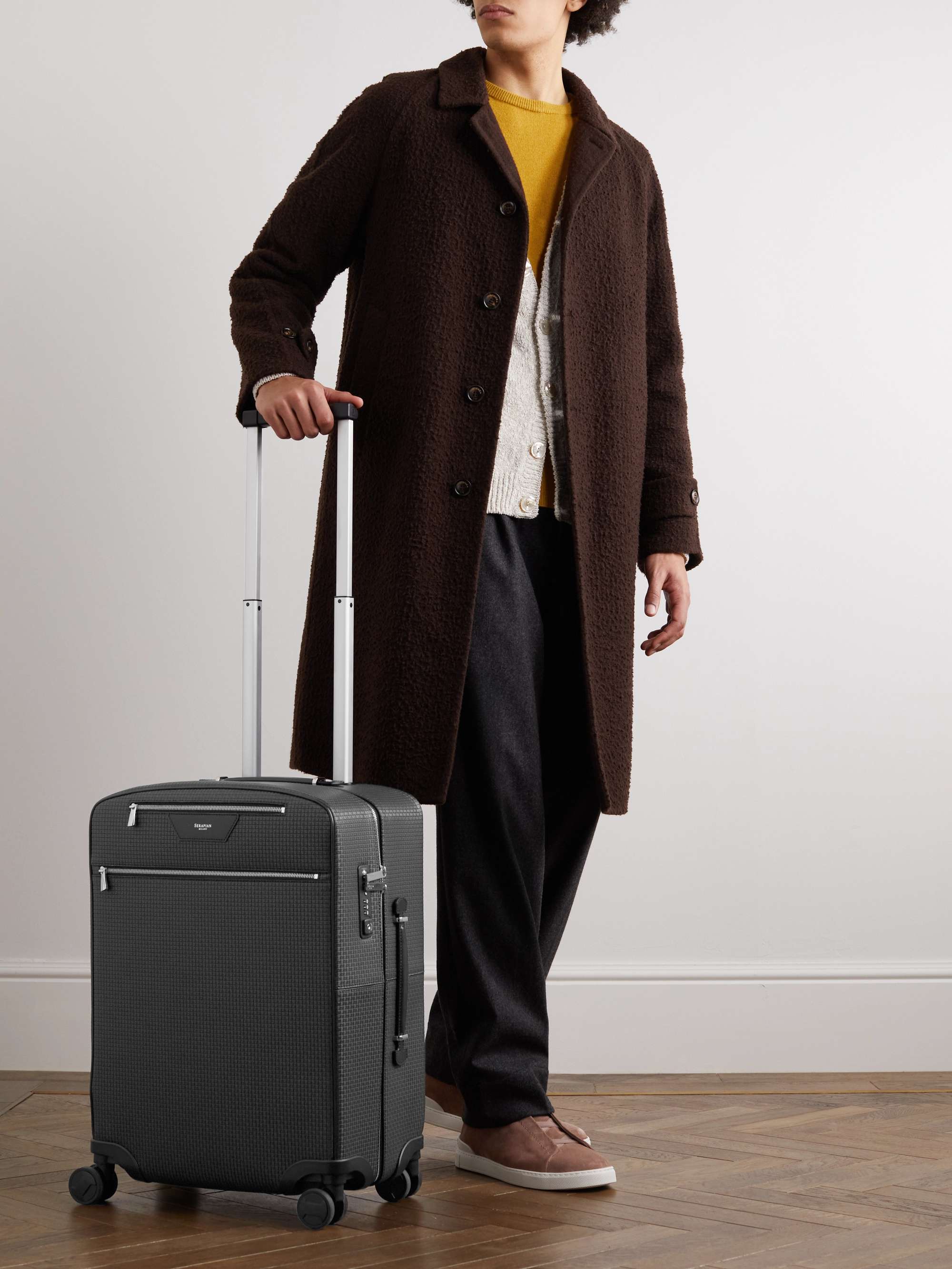 SERAPIAN Stepan Leather-Trimmed Coated-Canvas Carry-On Suitcase