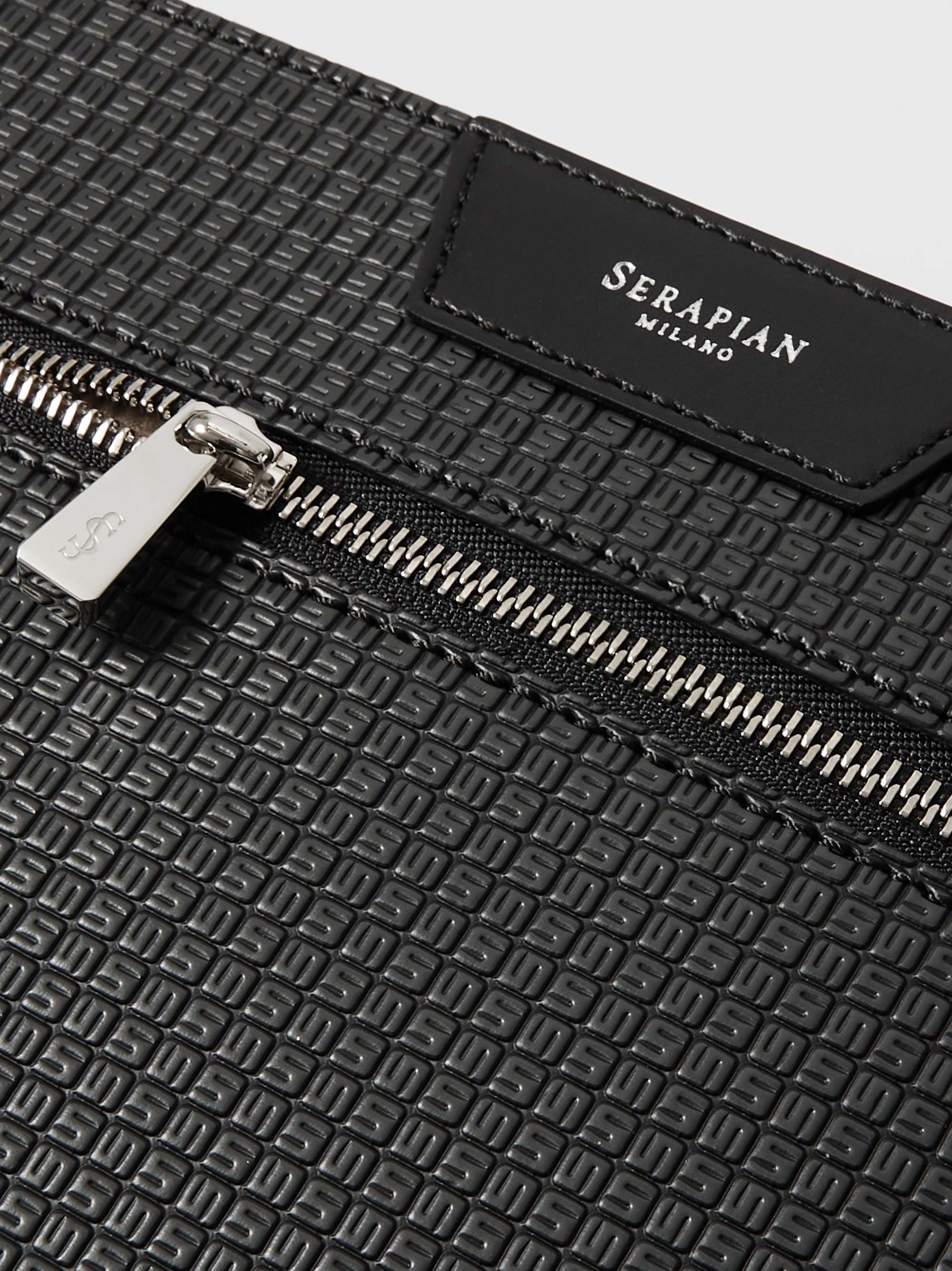 SERAPIAN Stepan Leather-Trimmed Coated-Canvas Pouch