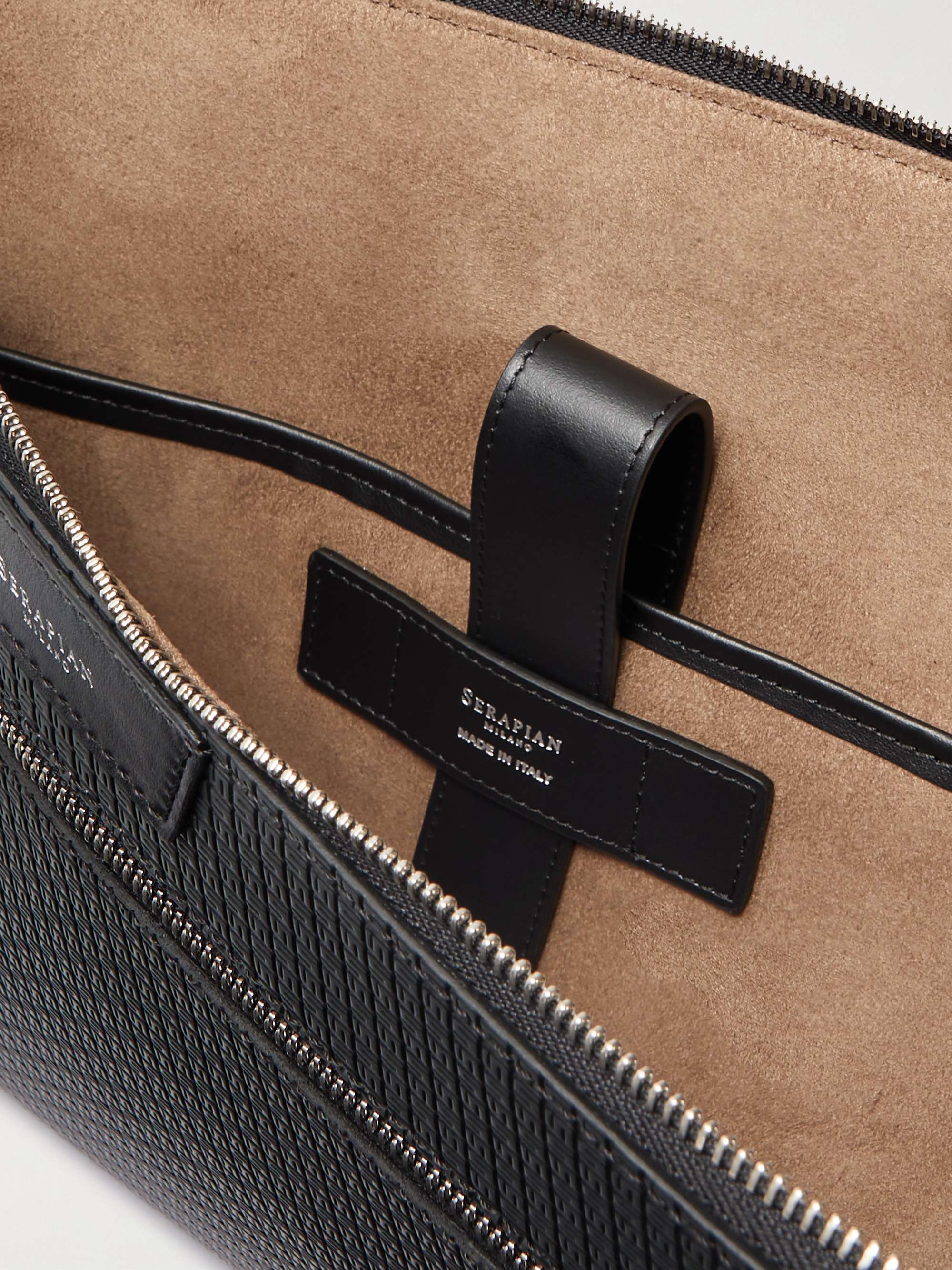 SERAPIAN Stepan Leather-Trimmed Coated-Canvas Pouch