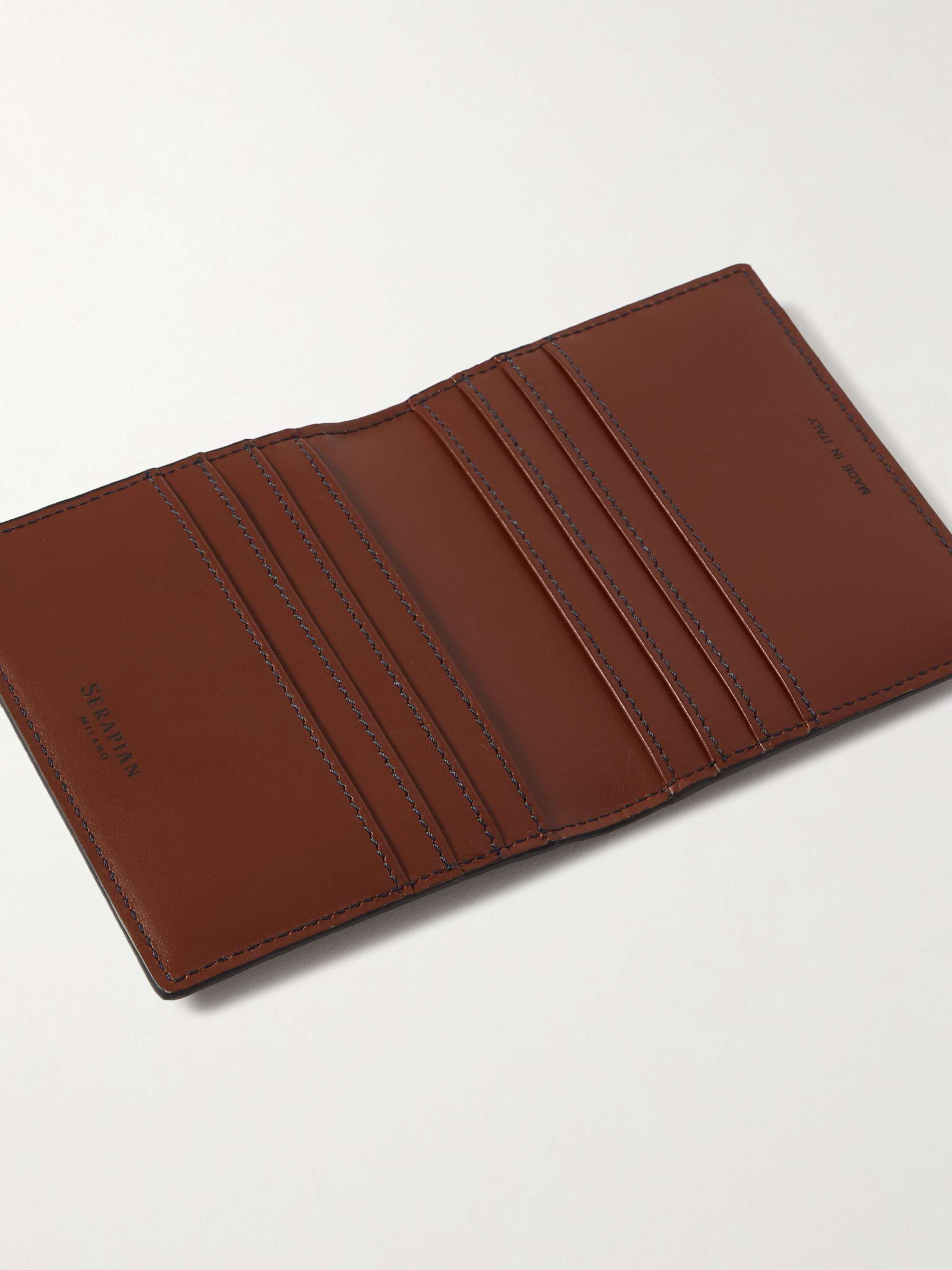 SERAPIAN Logo-Embossed Coated-Canvas and Leather Cardholder