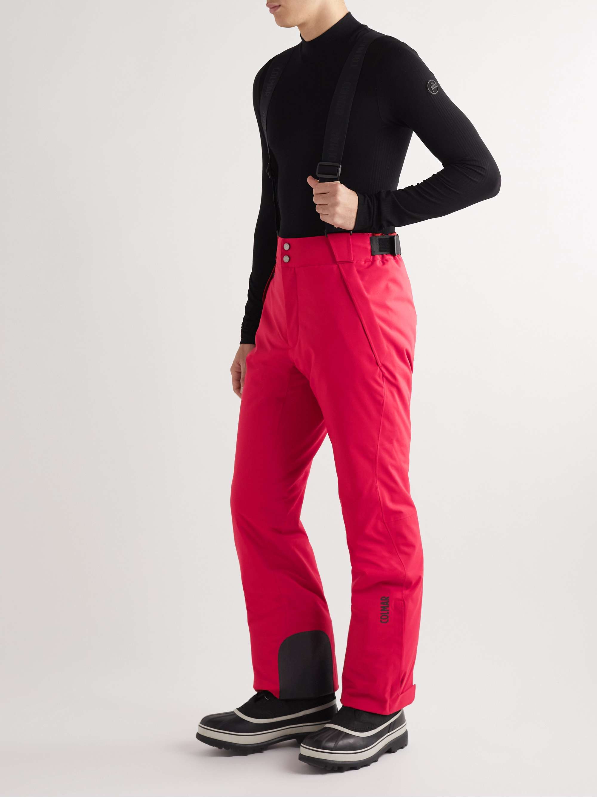 mens red ski salopettes