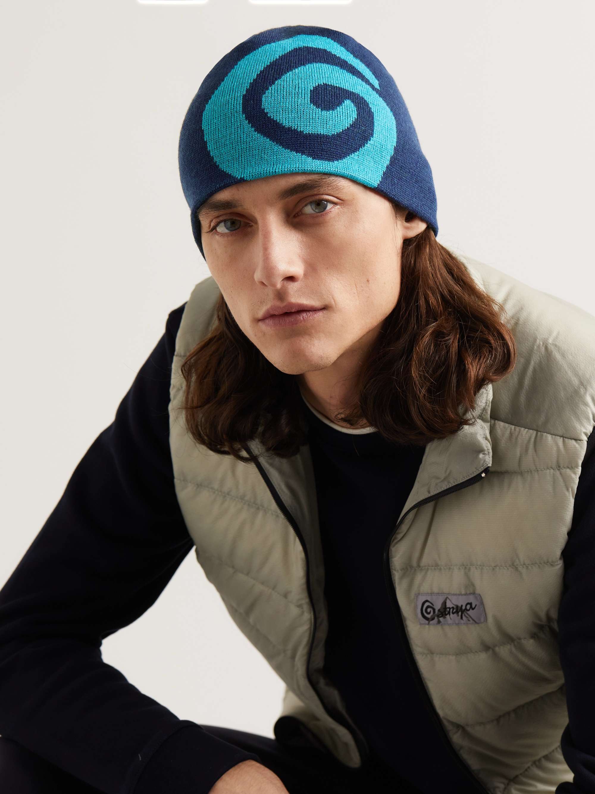 OSTRYA Swirl Intarsia Merino Wool-Blend Beanie