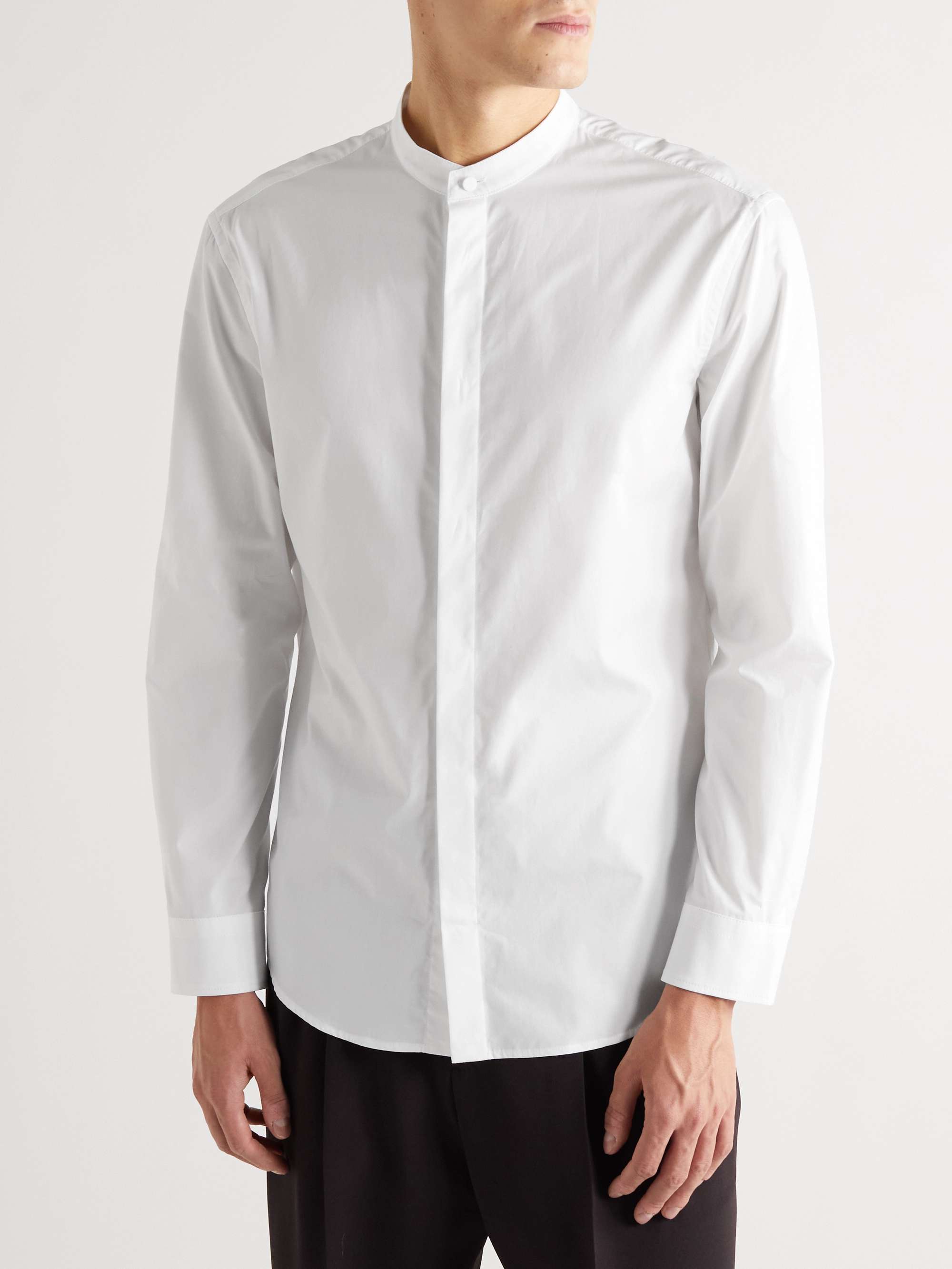 GABRIELA HEARST Ollie Grandad-Collar Cotton-Poplin Shirt
