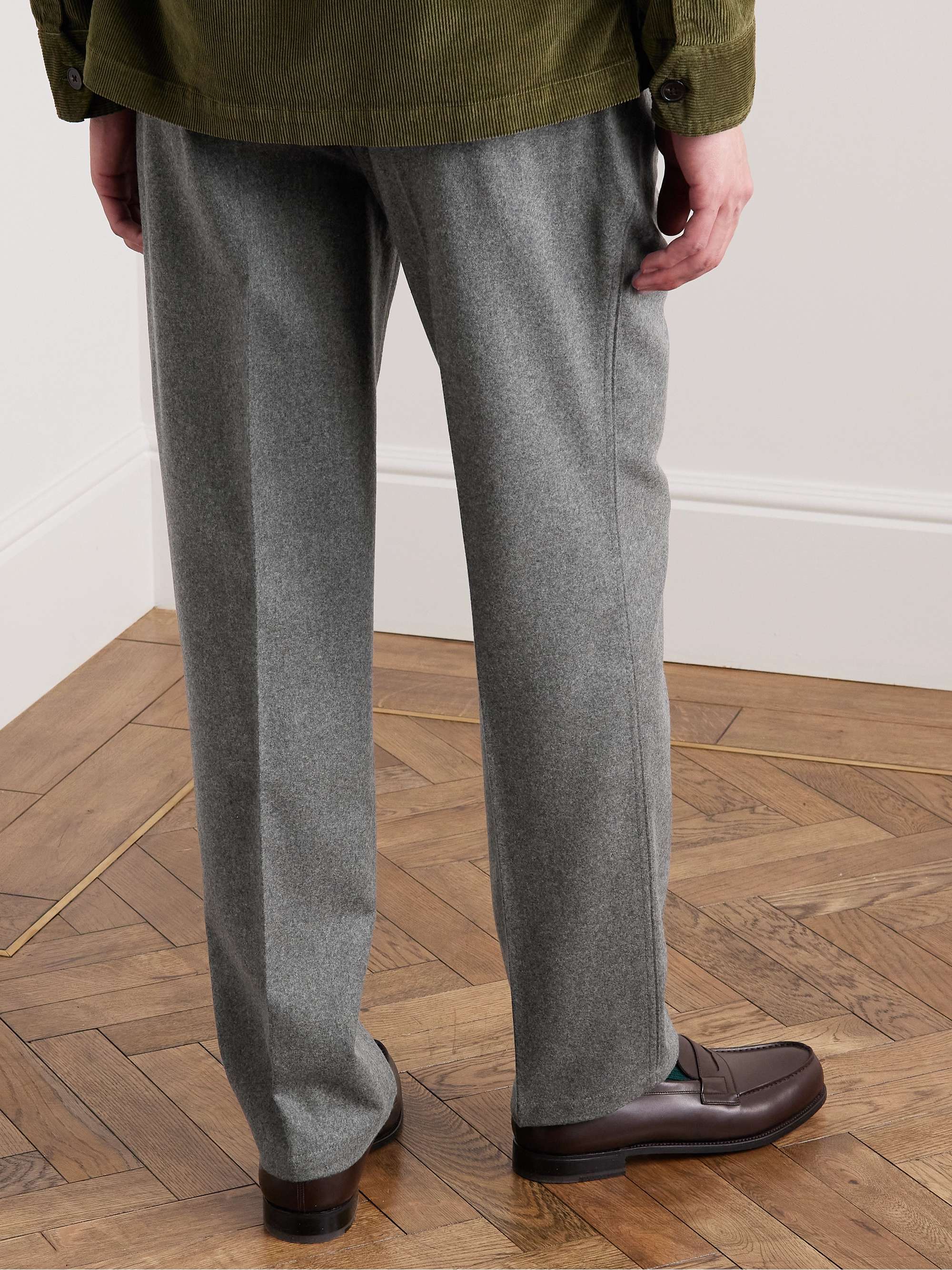 DRAKE'S StraightLeg Pleated WoolFlannel Trousers for Men MR PORTER