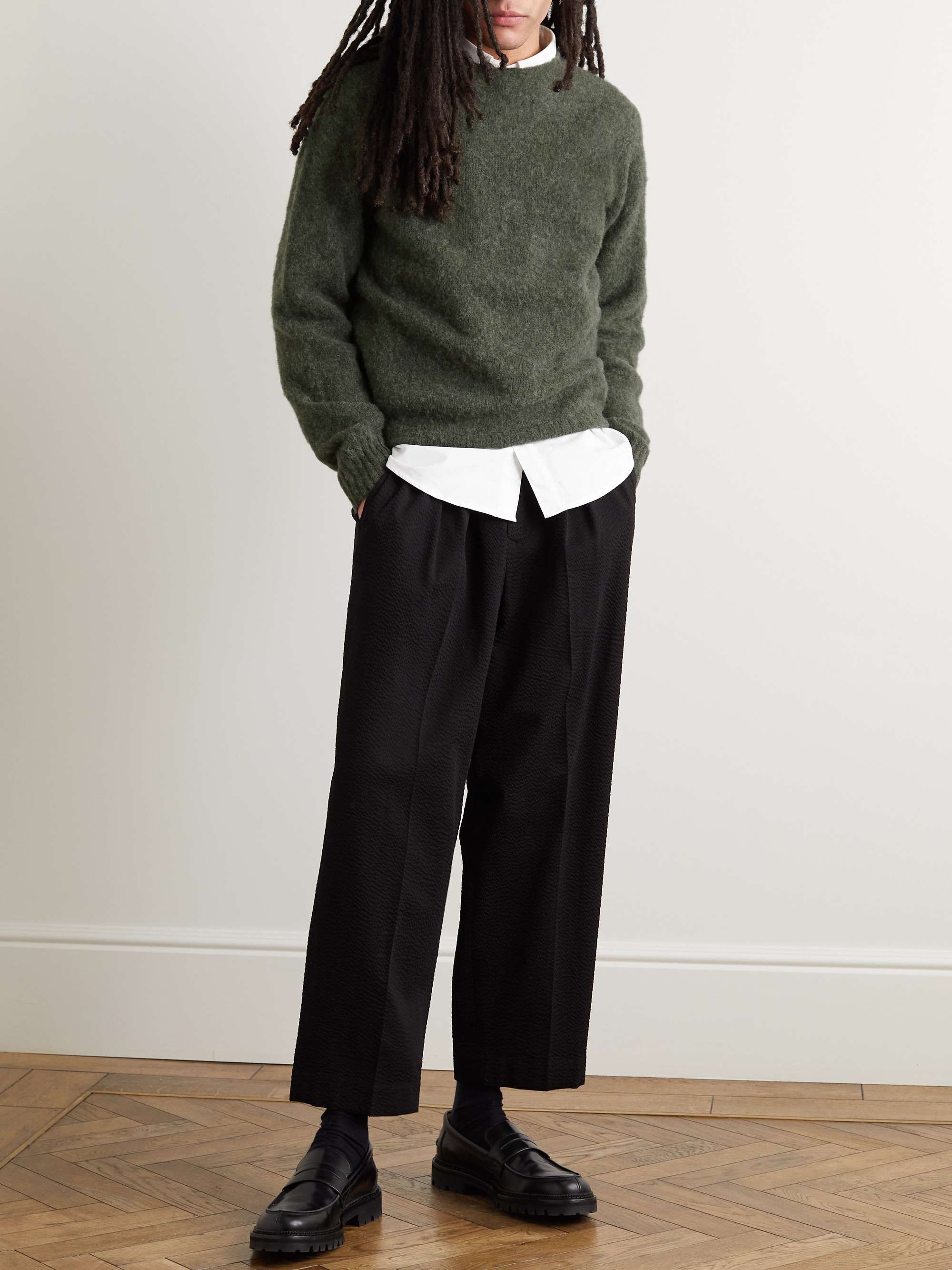 DRAKE'S Brushed Shetland Wool Sweater