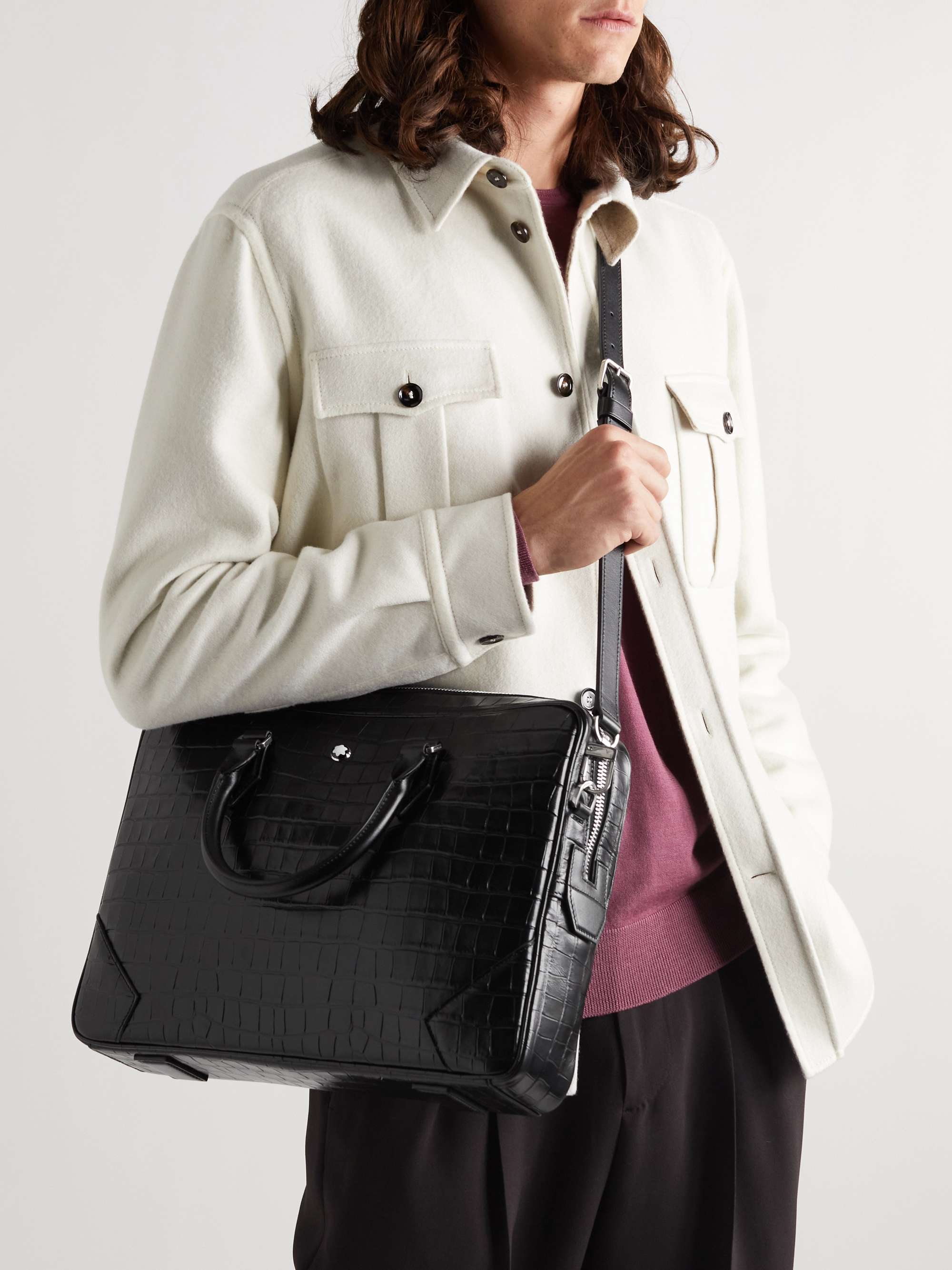 MONTBLANC Meisterstück Croc-Effect Leather Briefcase