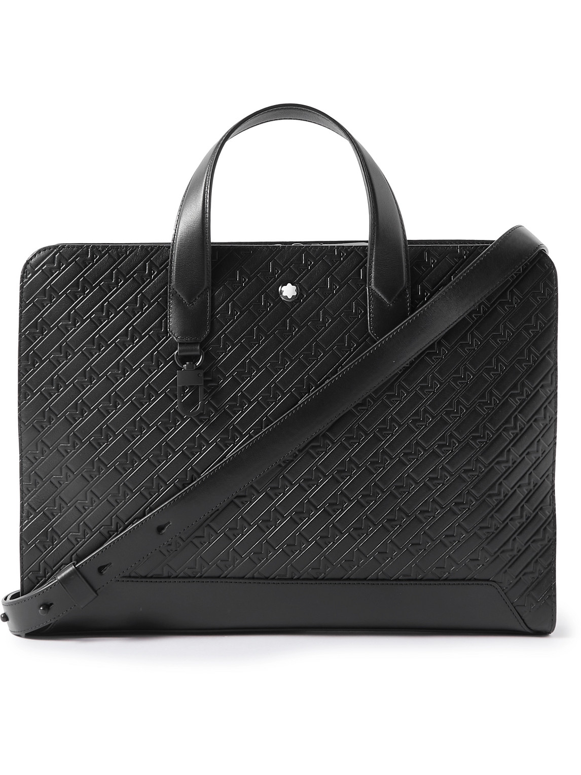 Montblanc M_gram 4810 Logo-debossed Leather Briefcase In Black