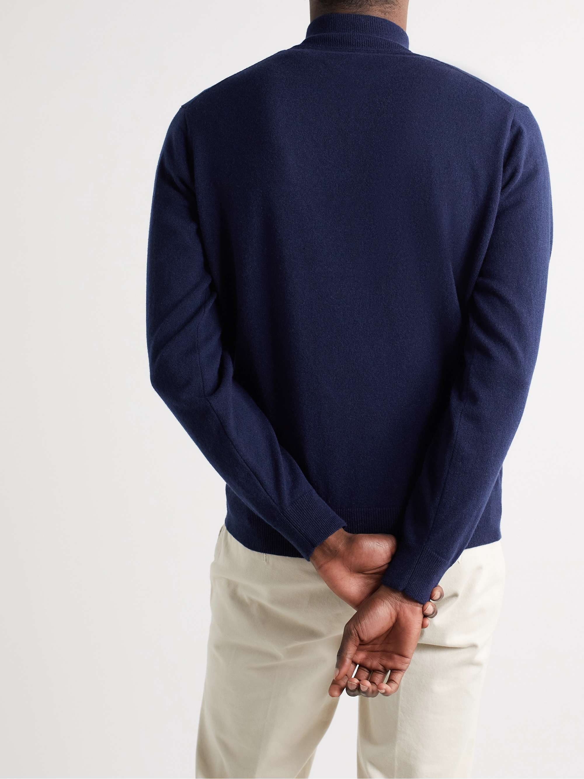 PETER MILLAR Suede-Trimmed Cashmere-Blend Half-Zip Sweater