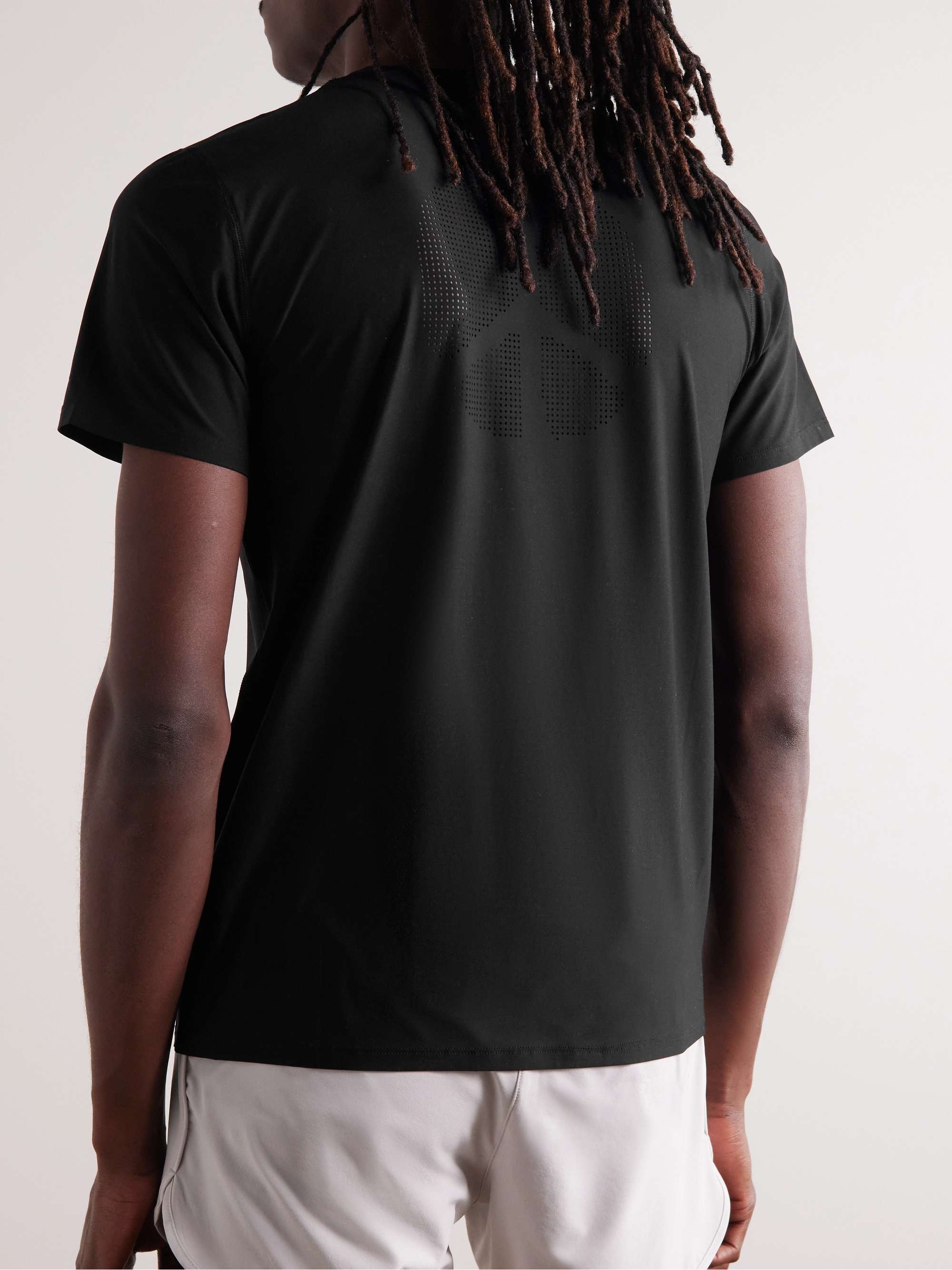 DISTRICT VISION Aloe Slim-Fit Perforated Logo-Print Stretch-Jersey T-Shirt