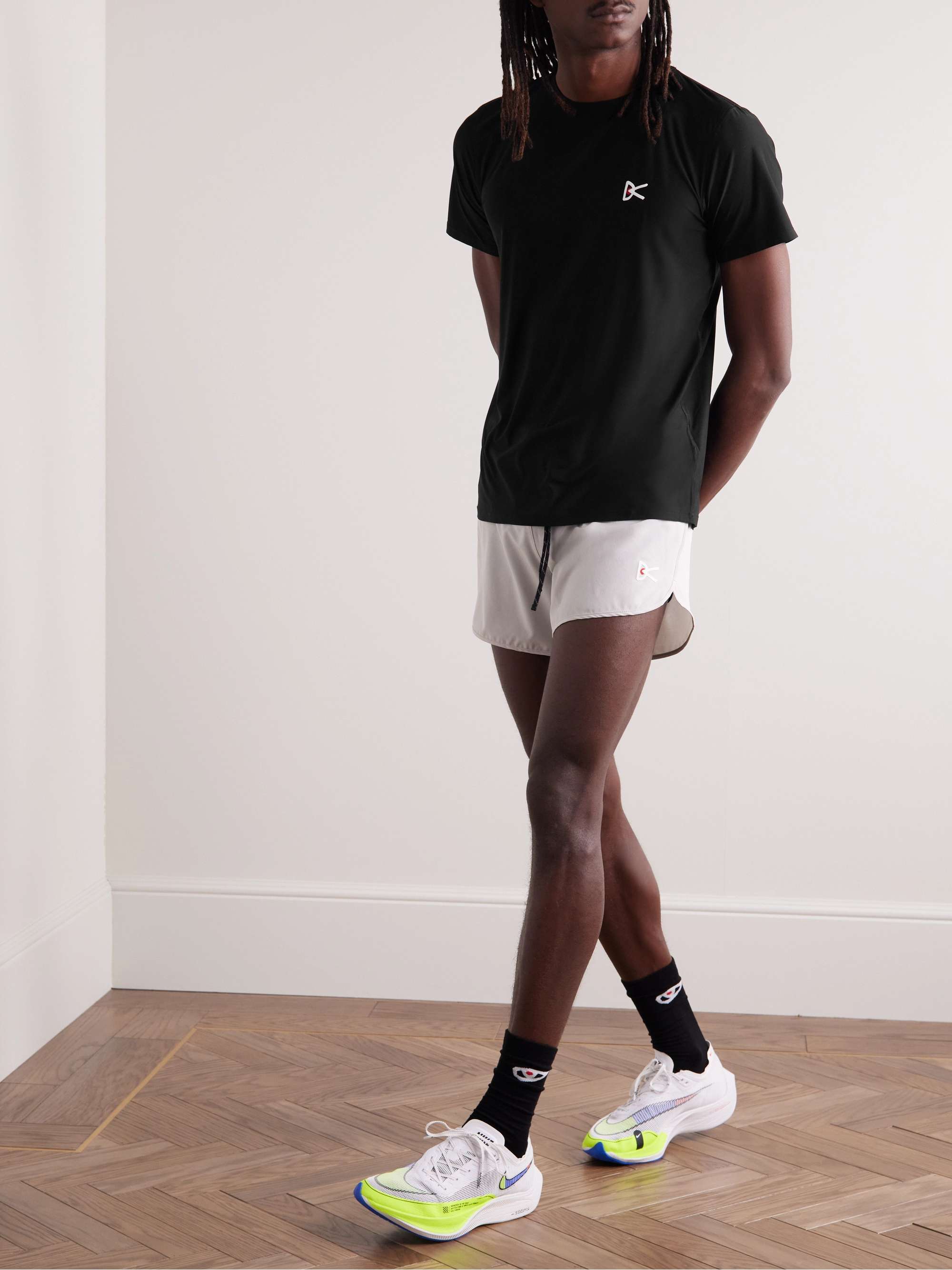 DISTRICT VISION Aloe Slim-Fit Perforated Logo-Print Stretch-Jersey T-Shirt