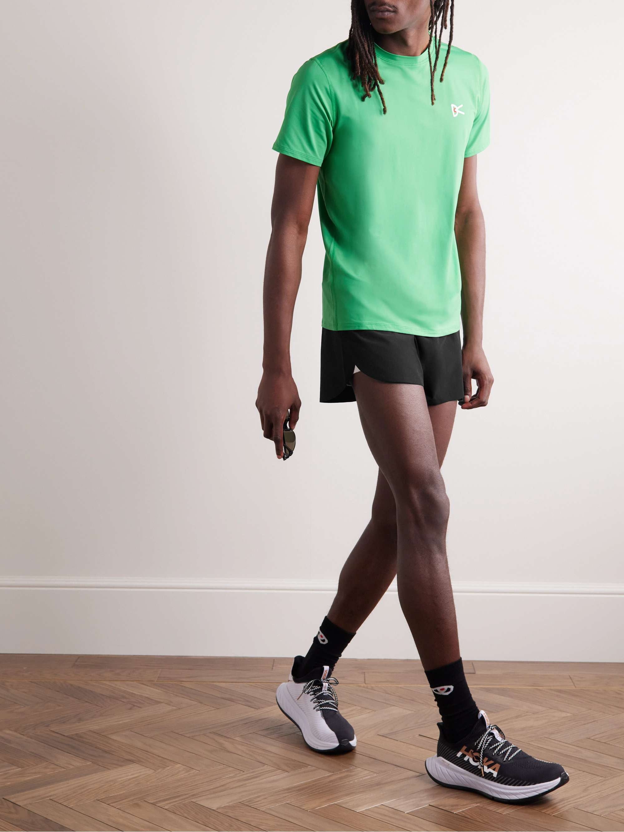 DISTRICT VISION + Sri Chinmoy Centre Mula Slim-Fit Logo-Print Stretch-Shell Shorts