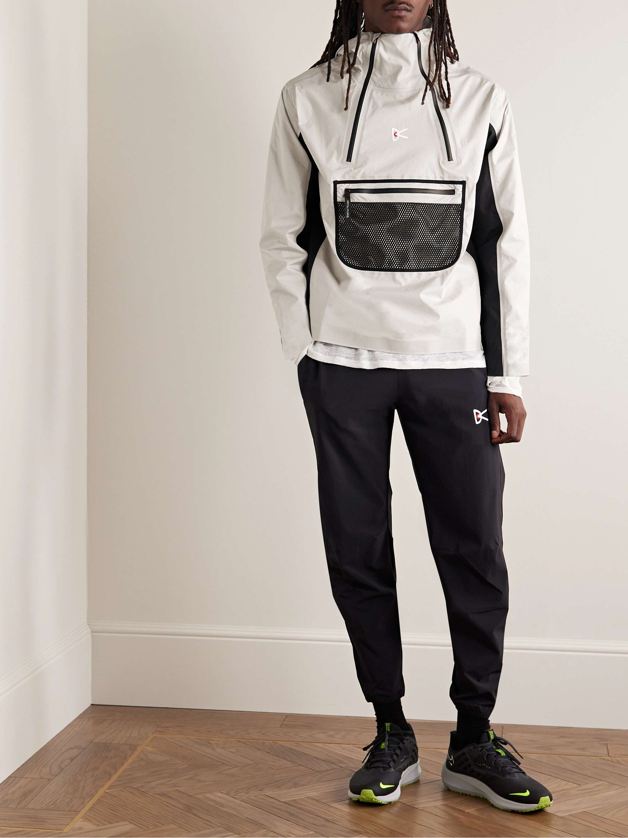 DISTRICT VISION Vassa Access Logo-Print Recycled-Shell Half-Zip Hooded Jacket